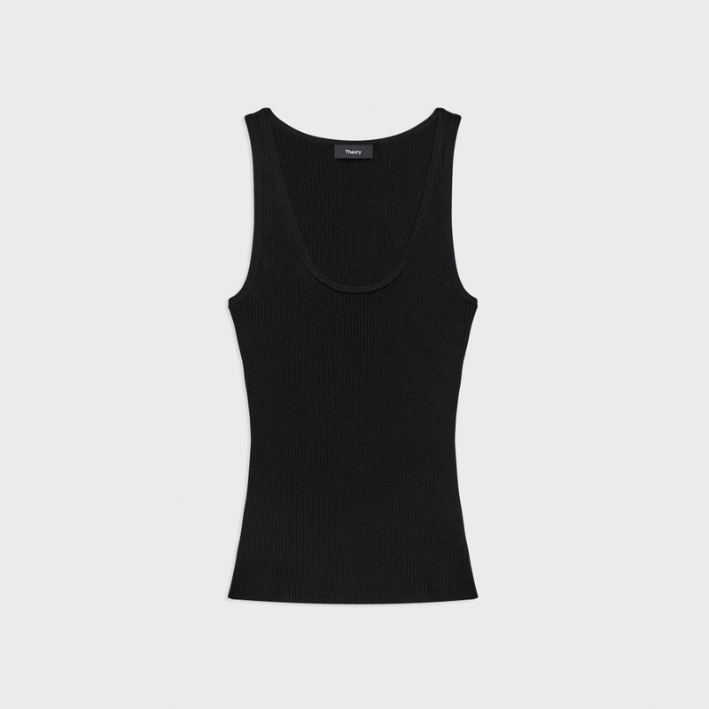 Ribbed Tank Top in Crepe Knit - 1