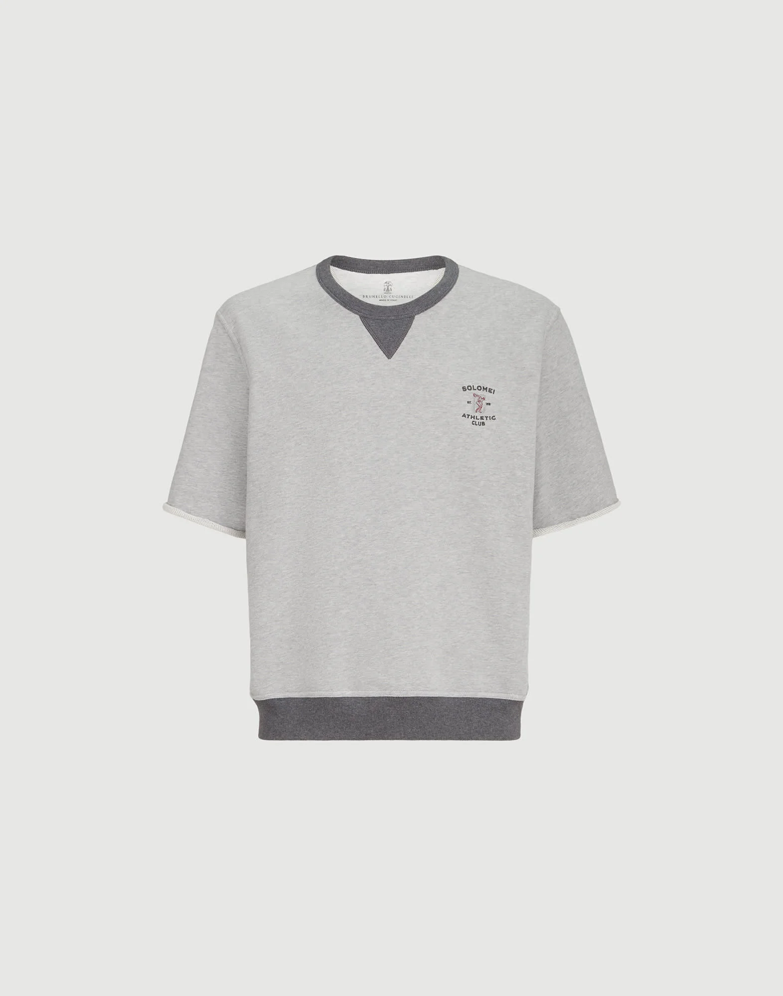 Cotton French terry short sleeve sweatshirt with embroidery - 1