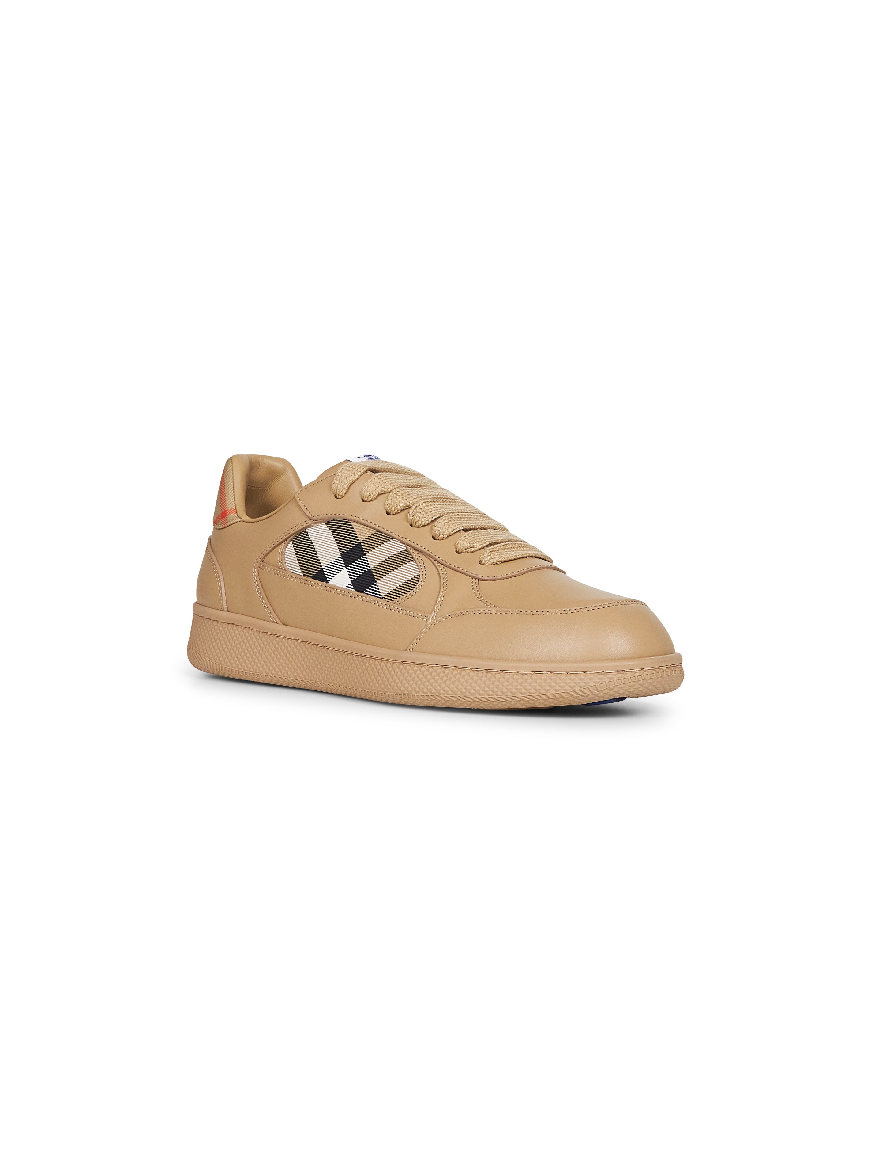 Beige leather and Check Terrace sneakers - 2