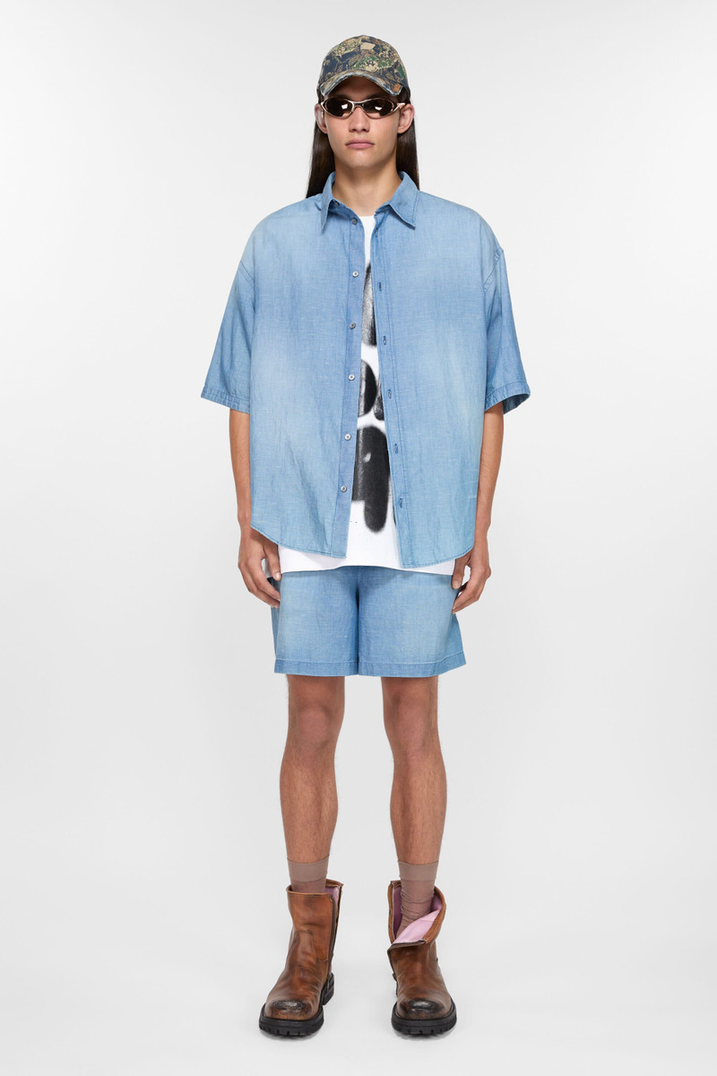 Acne Studios Shorts logo stamp - Mid blue outlook