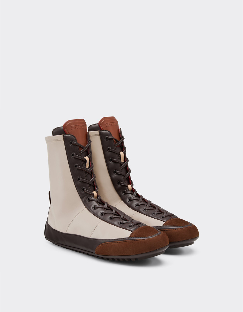 Ferrari Nappa leather, suede and stretch fabric high-top driver sneaker outlook