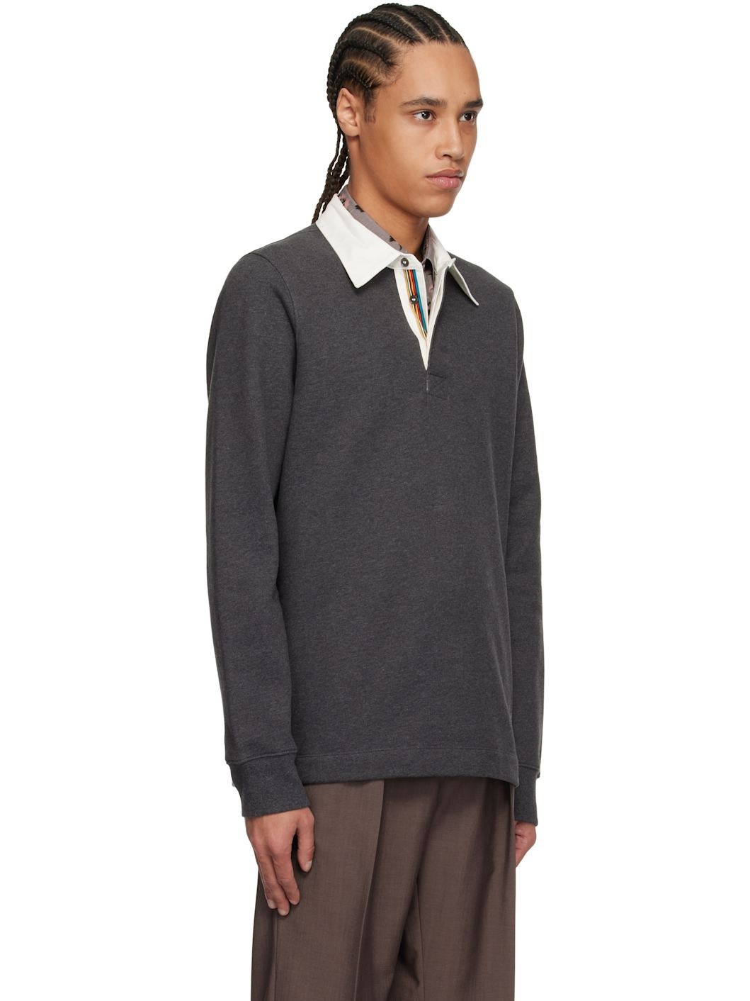 Gray Contrast Collar Polo - 2
