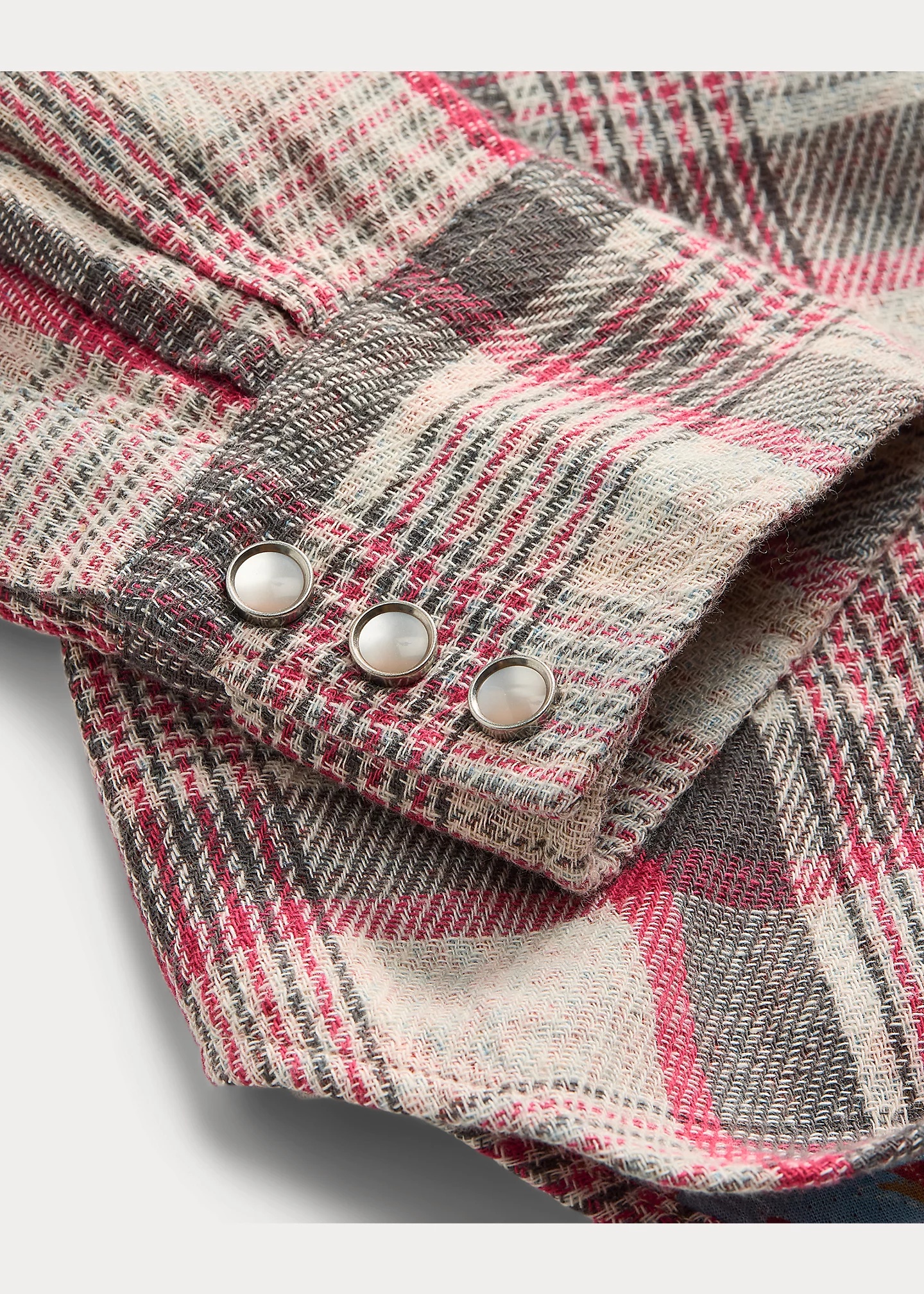 Slim Plaid Double Cloth Western Shirt - 5