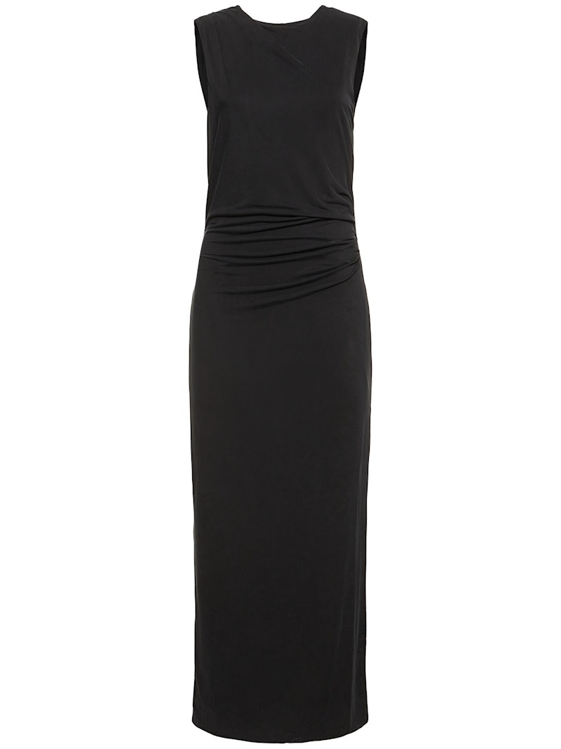 Cupro draped jersey midi dress - 1