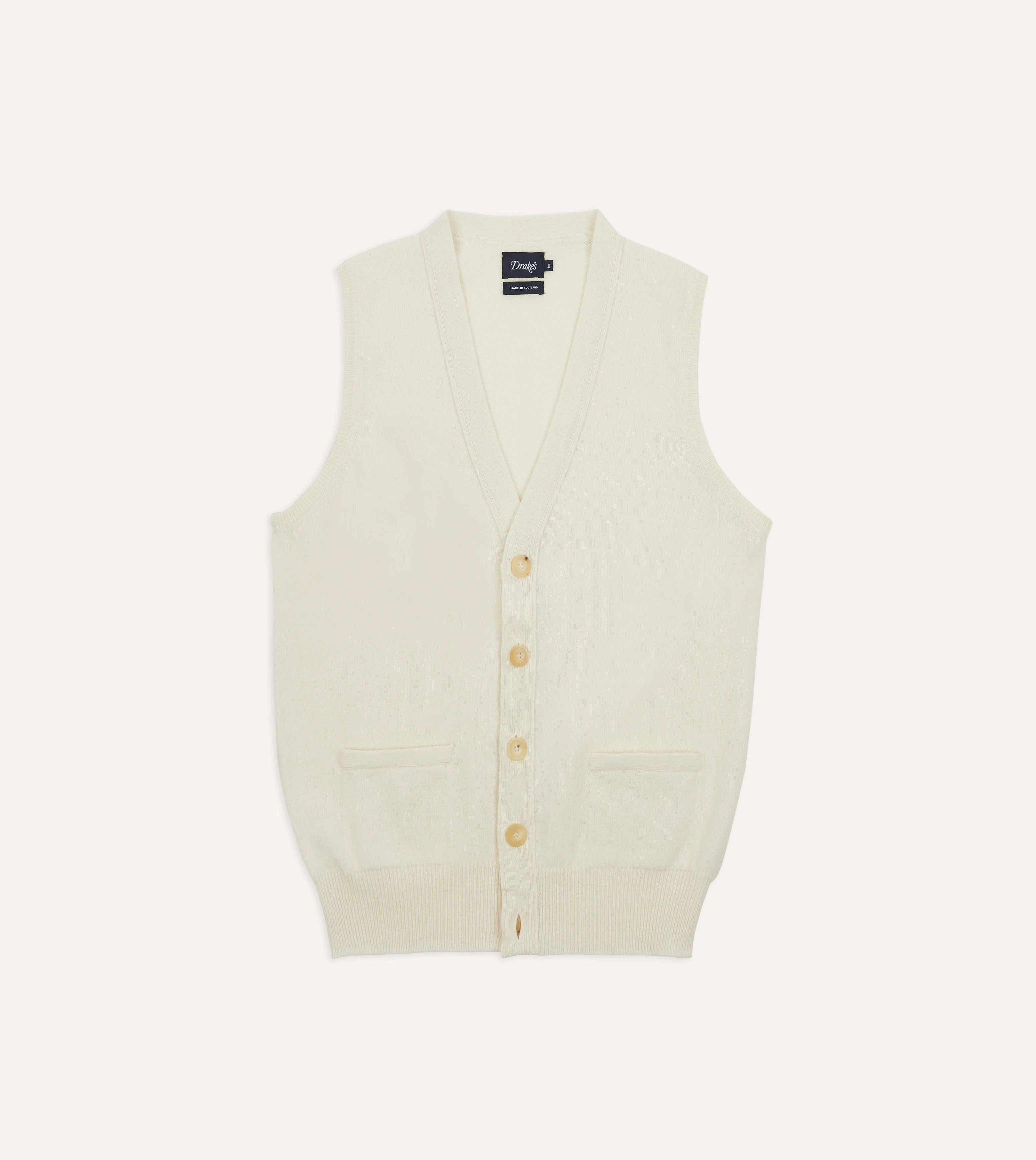 Ecru Lambswool Sleeveless Cardigan - 1