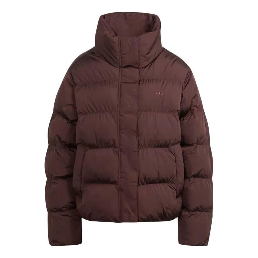 (WMNS) adidas Short Vegan Puffer Jacket 'Brown' IJ8235 - 1
