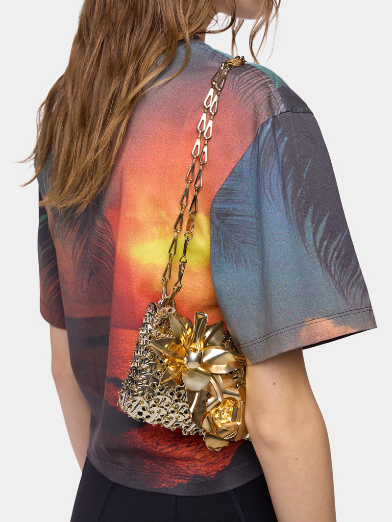 1969 NANO GOLD BAG WITH METAL TON ON TON FLOWER DETAIL 6