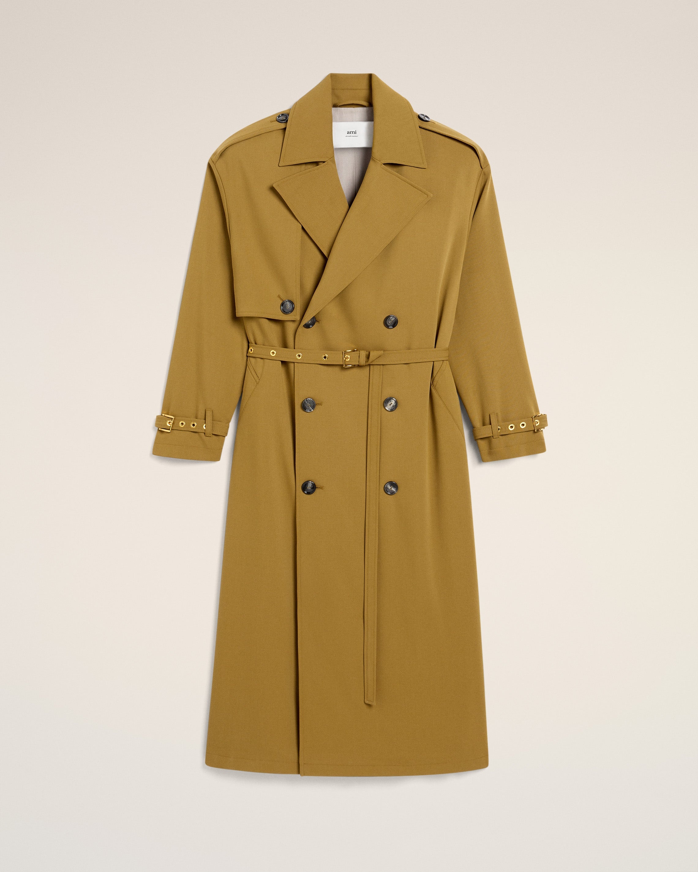 MUSTARD WOOL TRENCH COAT - 2