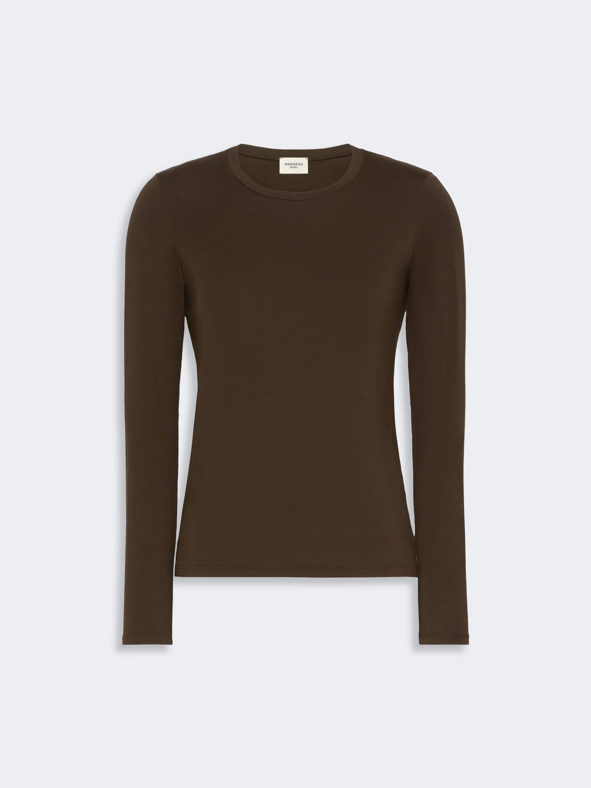 MULTIE Stretch viscose jersey T-shirt - DARK BROWN - 1