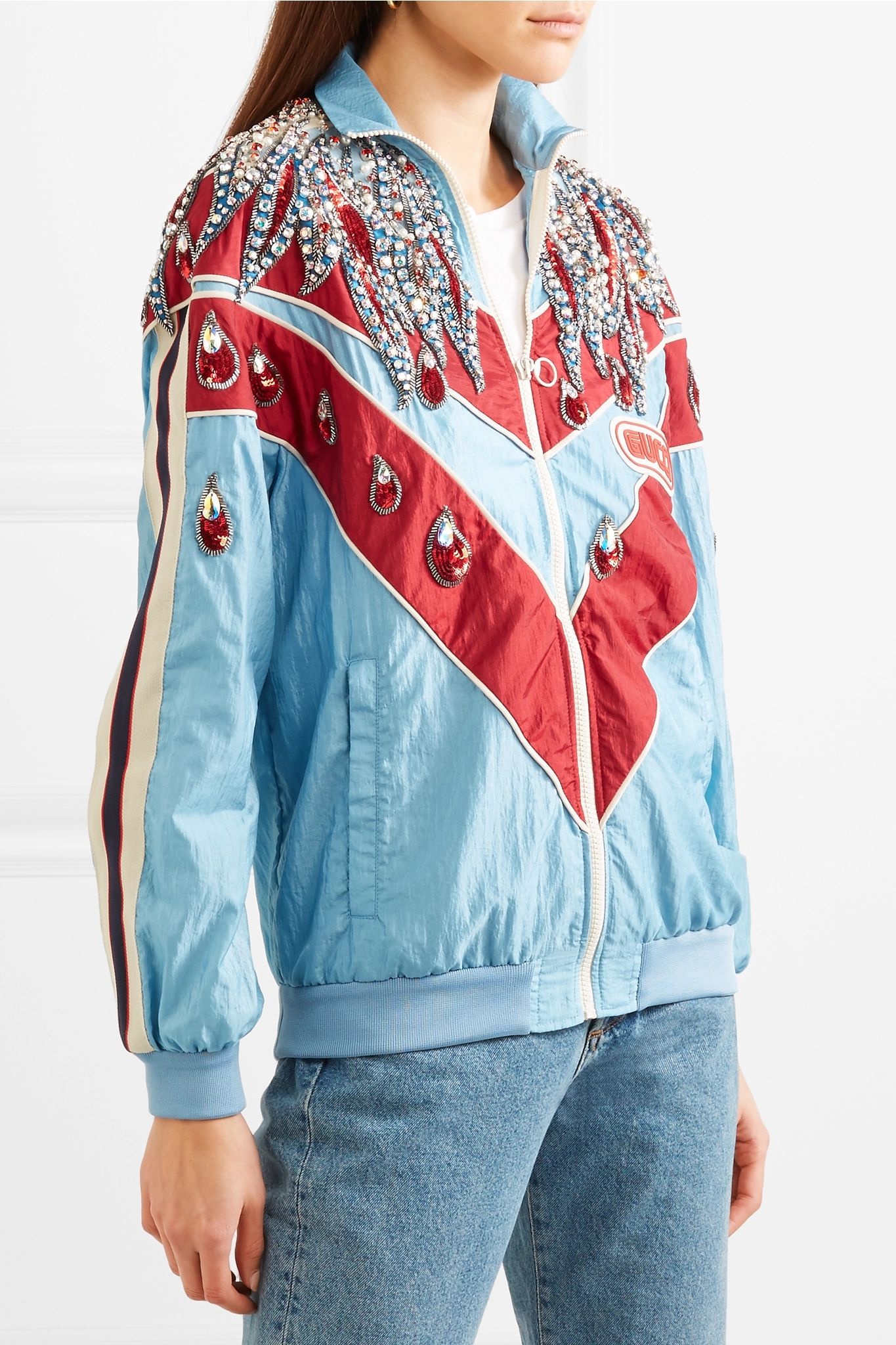 Paneled embellished shell track jacket - 3