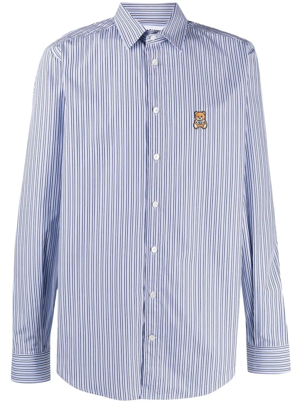 embroidered-design pinstripe shirt - 1