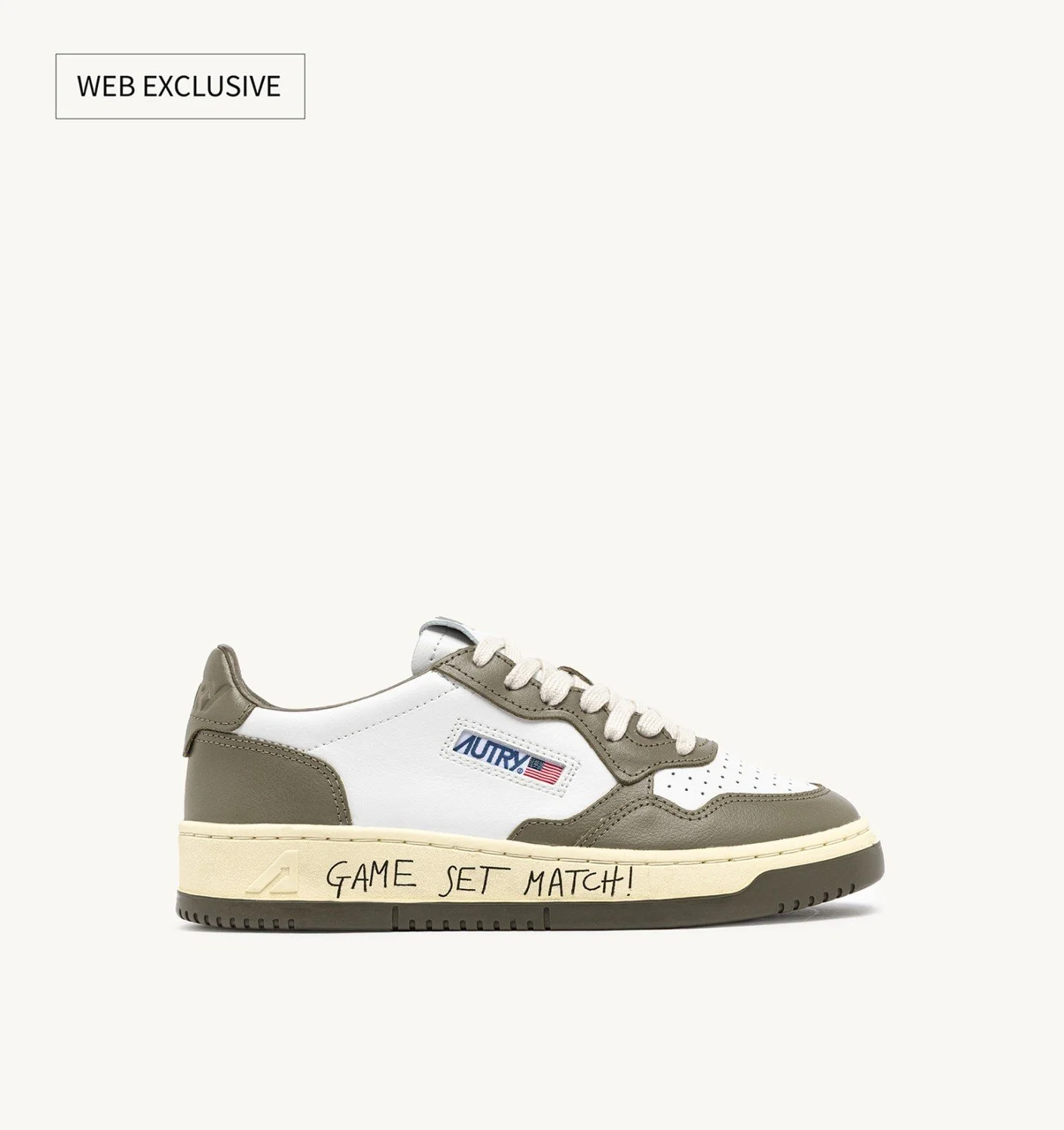 MEDALIST LOW SNEAKERS IN LEATHER COLOR WHITE AND COVERT GREEN WITH LETTERING - 1