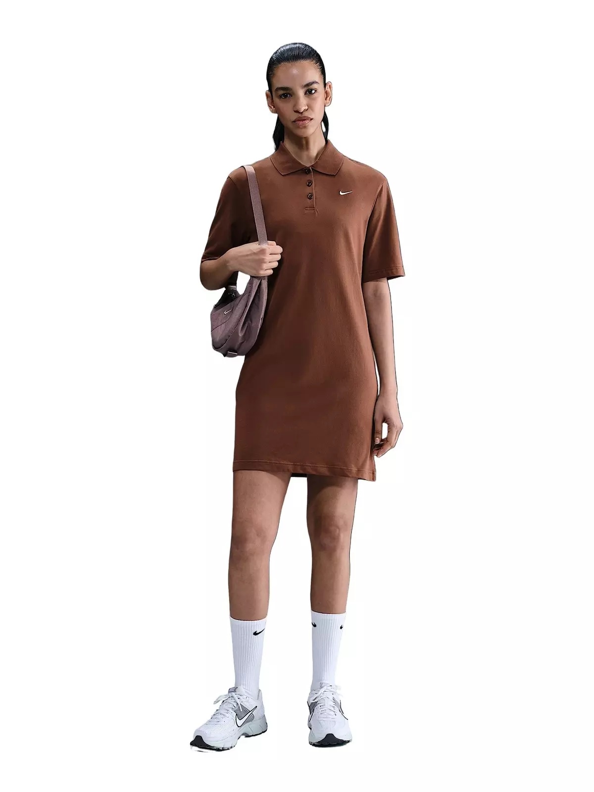Women's Sportswear Essential Short-Sleeve Polo Dress -Brown - 4