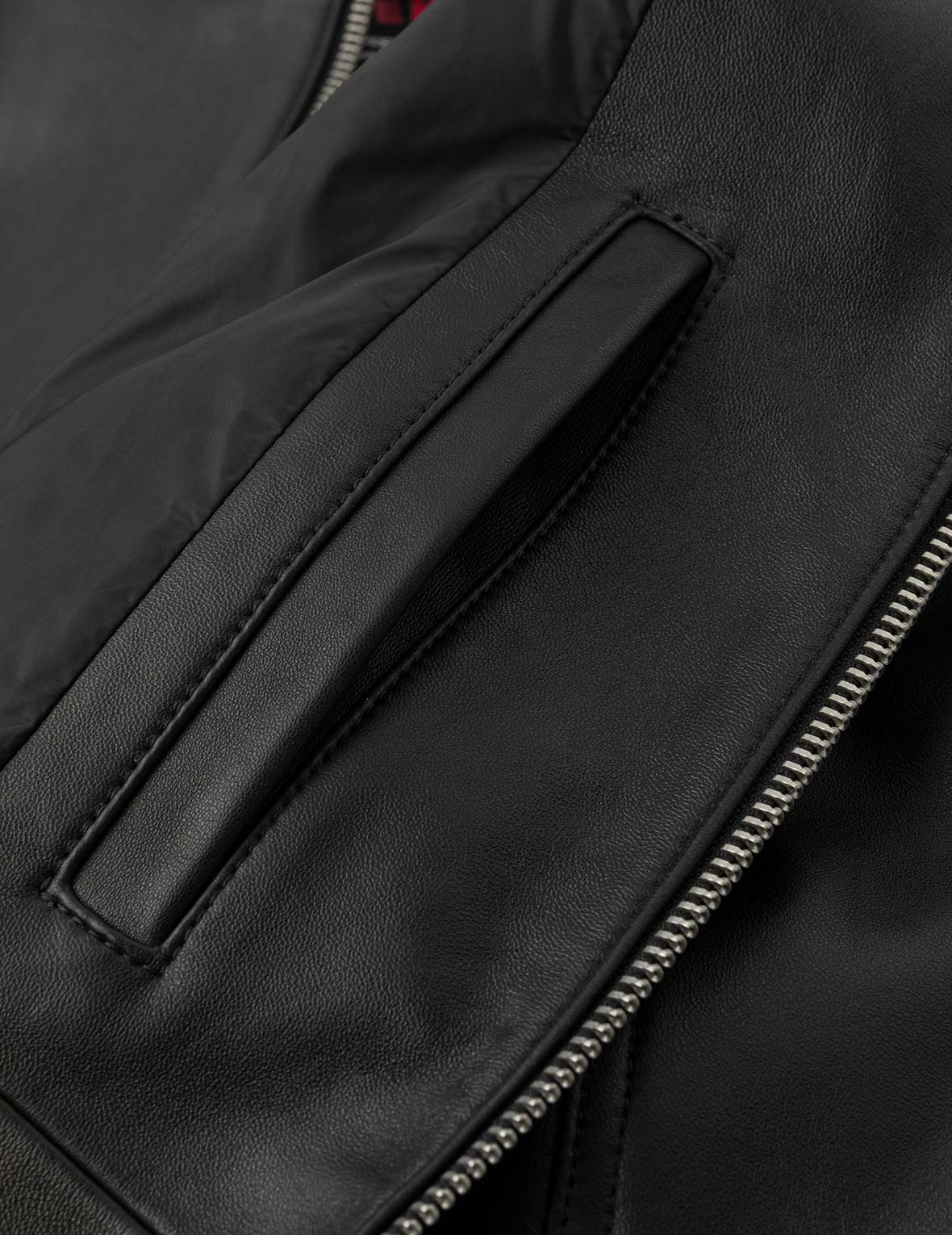 Logo and Seagull Embroidery Regular Fit Leather Jacket - 9