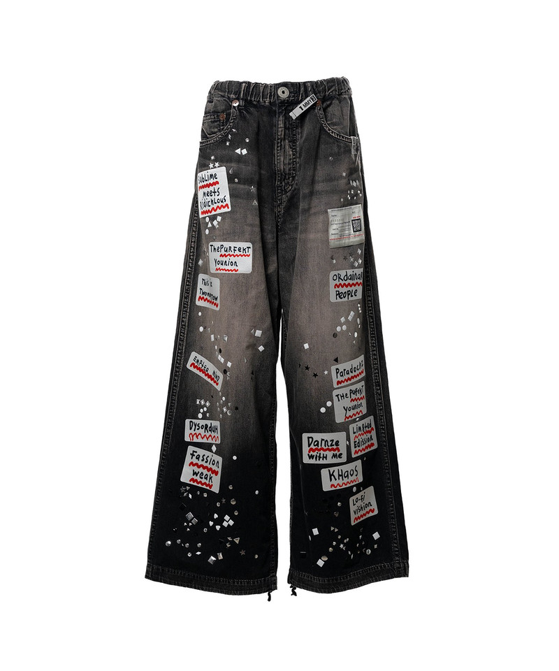 Embellished Sticker Denim Pants 15