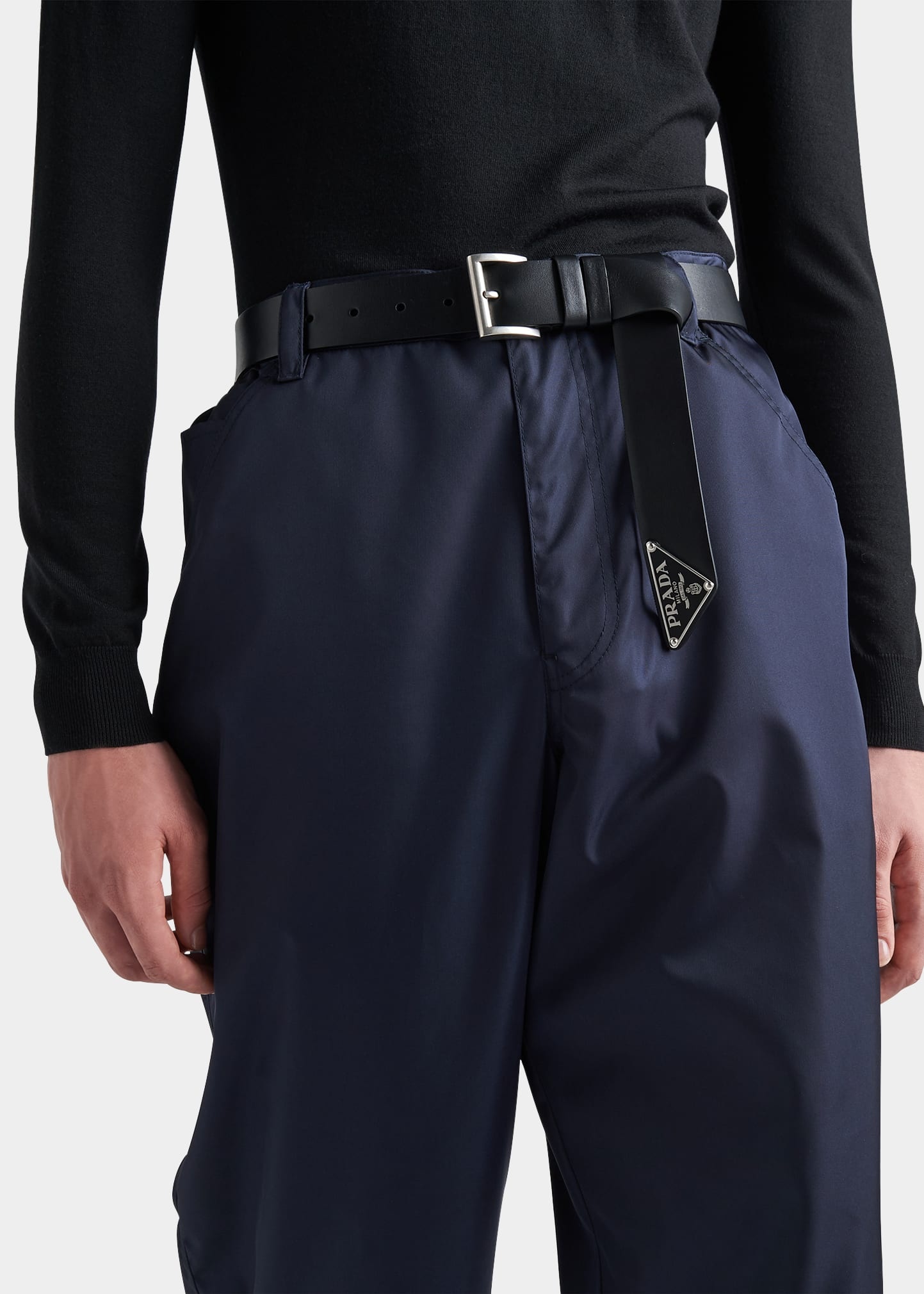 Men's Vitello Show Triangle Logo Leather Belt - 2