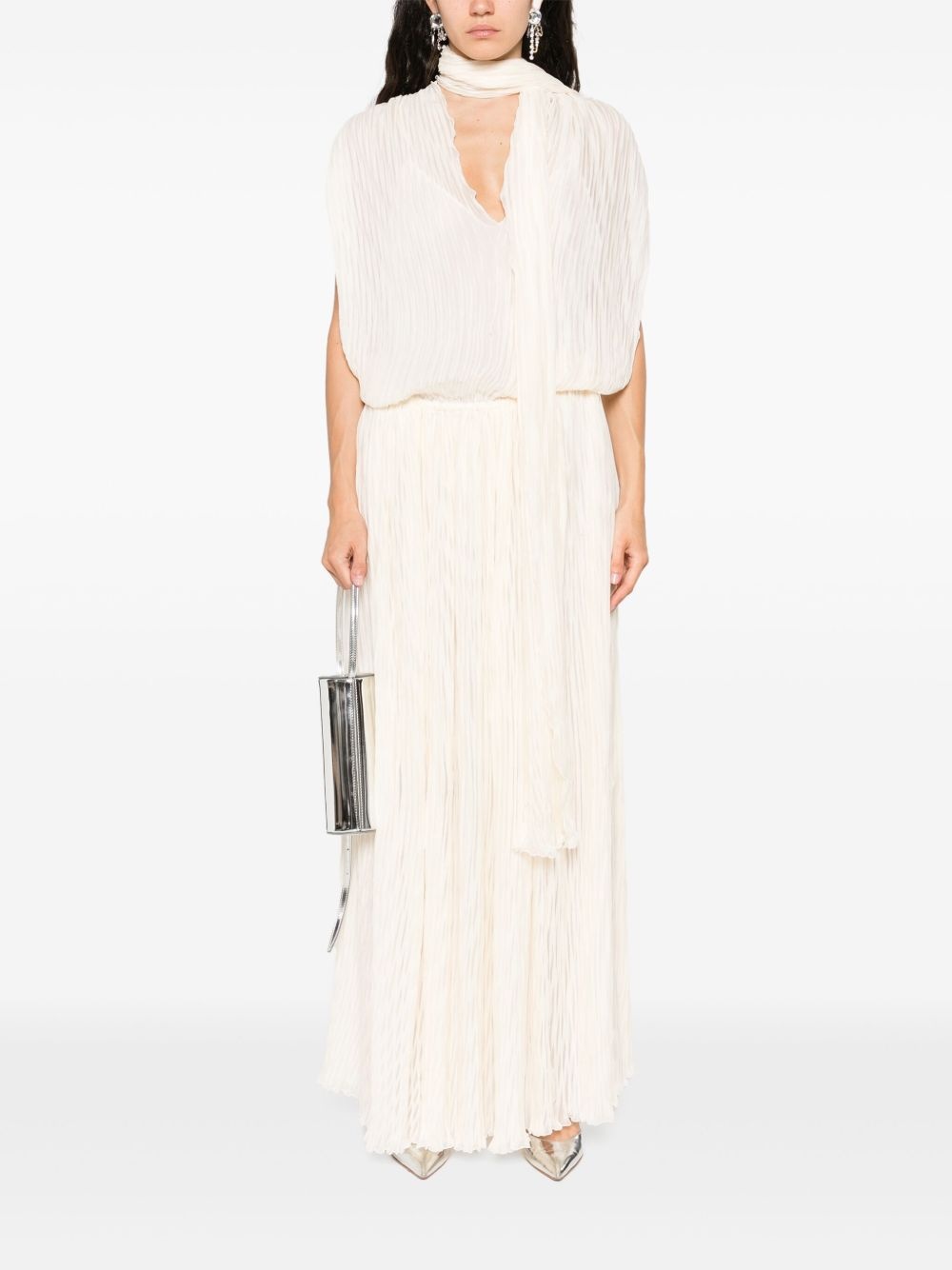 pleated asymmetric midi dress - 2