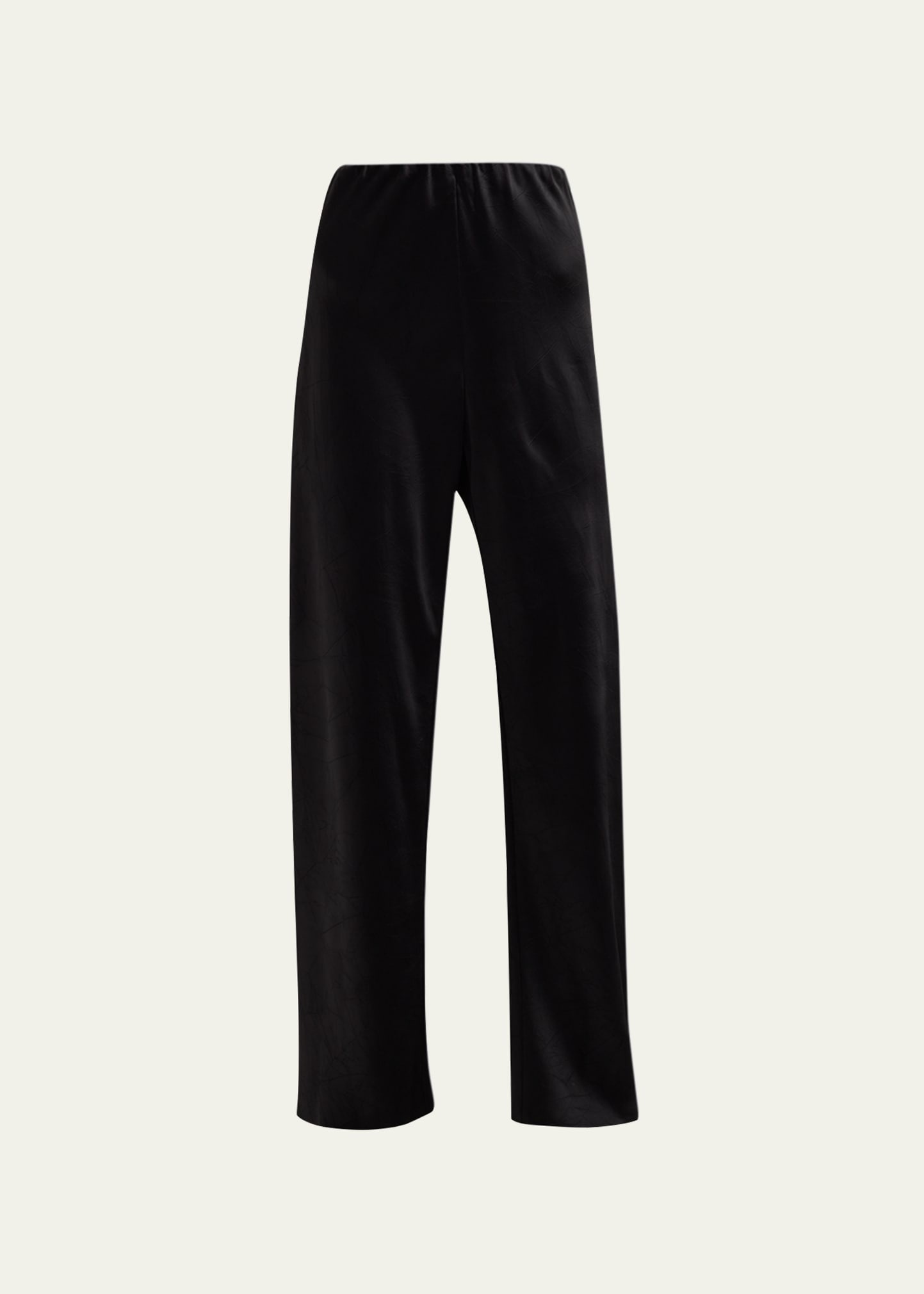 Silk Satin Pleated Wide-Leg Pants