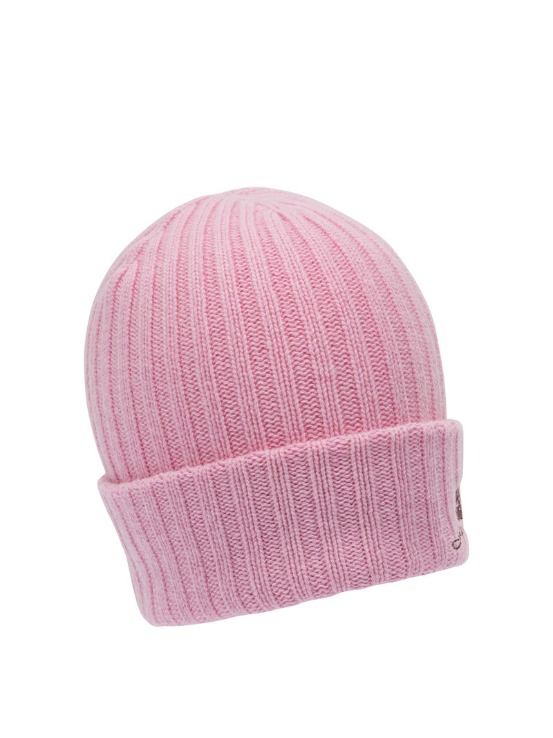GANNI Wool Blend Beanie Hats Pink outlook