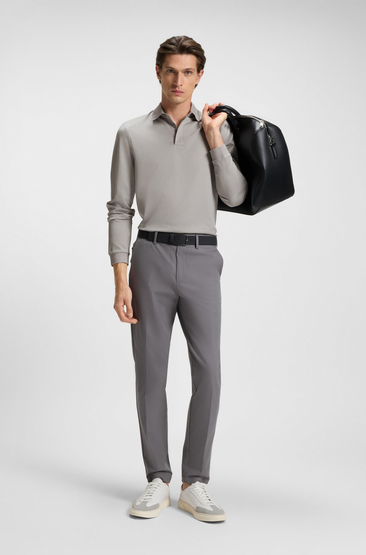 MERCERISED-COTTON POLO SHIRT WITH PLAIN COLLAR - 4