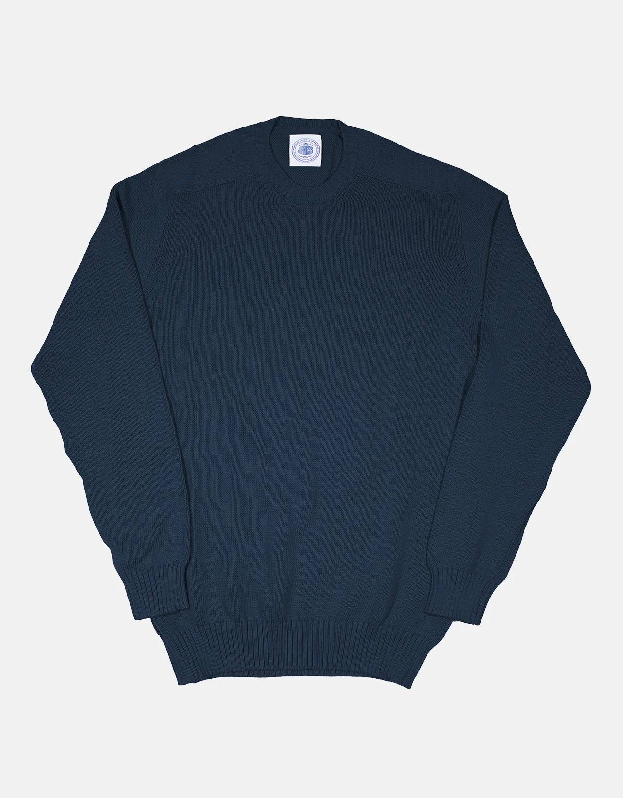 MADE-IN-SCOTLAND NAVY COTTON CREWNECK SWEATER - 1