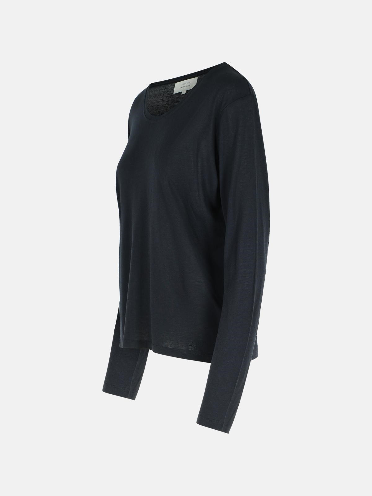 BLACK WOOL BLEND SWEATER - 2