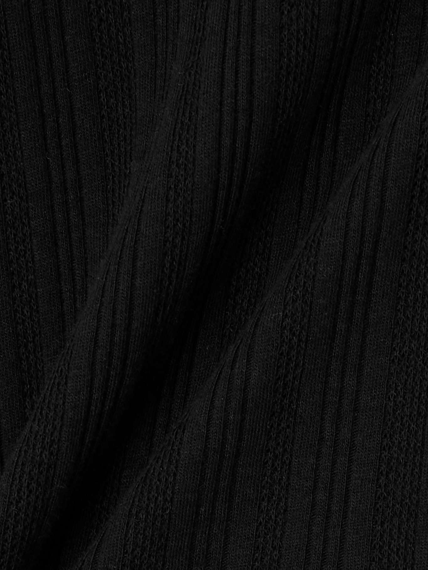 Ribbed and pointelle-knit organic cotton-jersey mini dress Black - 4