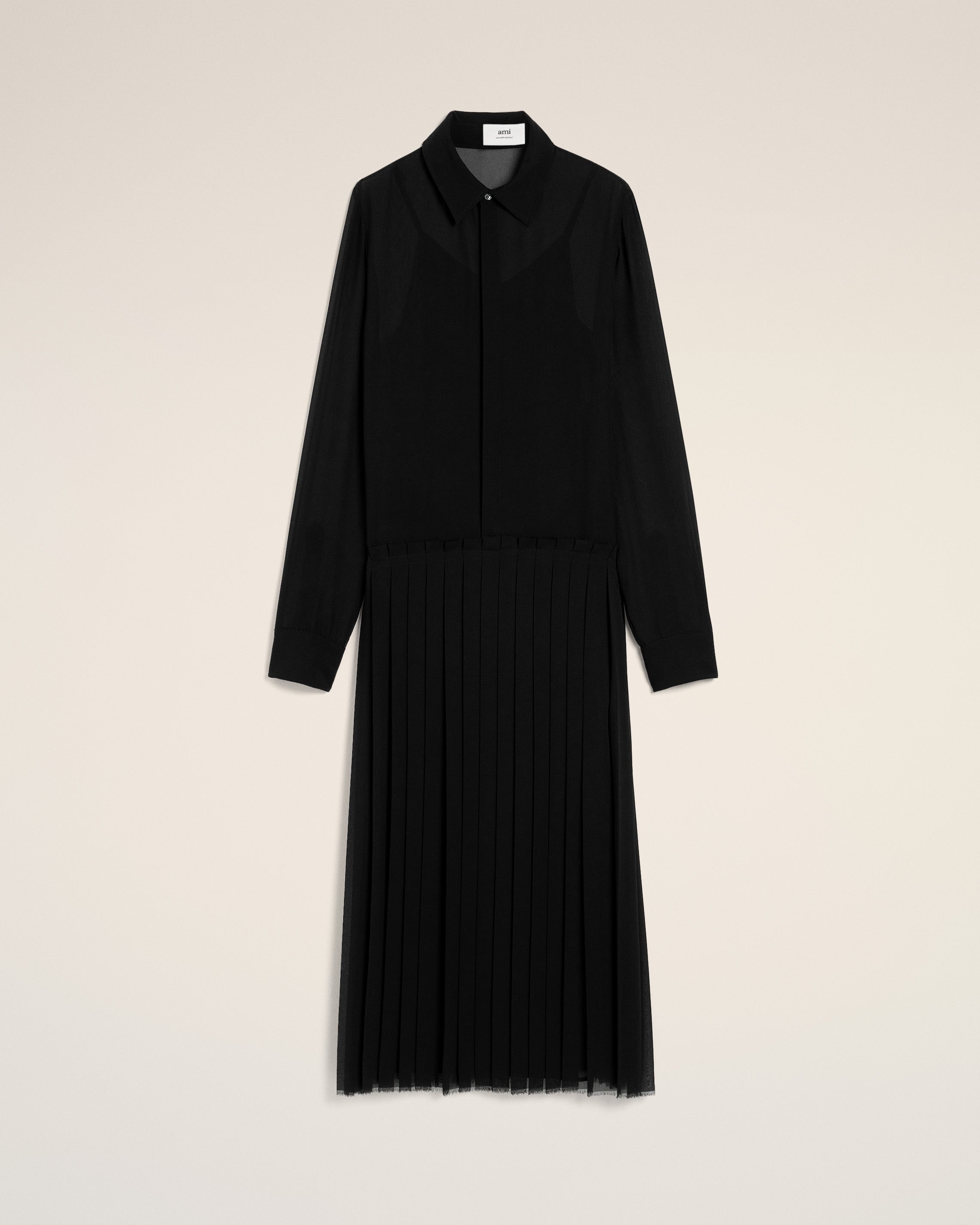 BLACK PLEATED MIDI DRESS - 2