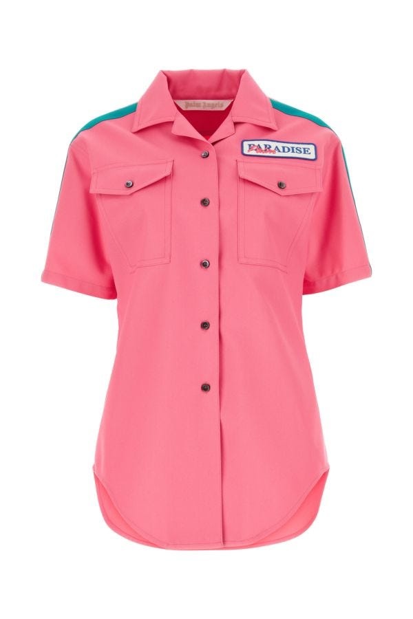 PALM ANGELS Pink Cotton Blend Shirt - 1