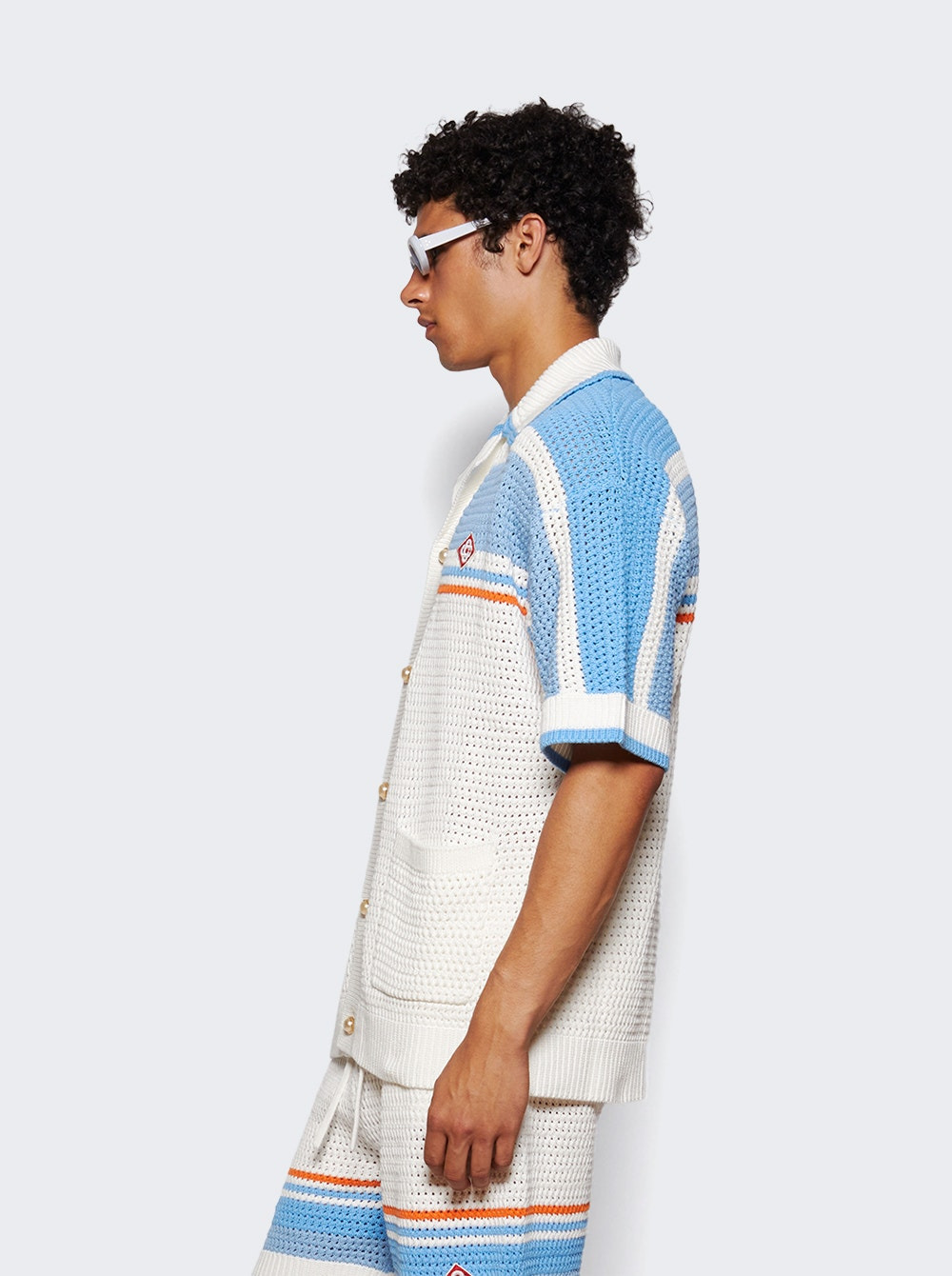 Faux Crochet Shirt Blue - 3