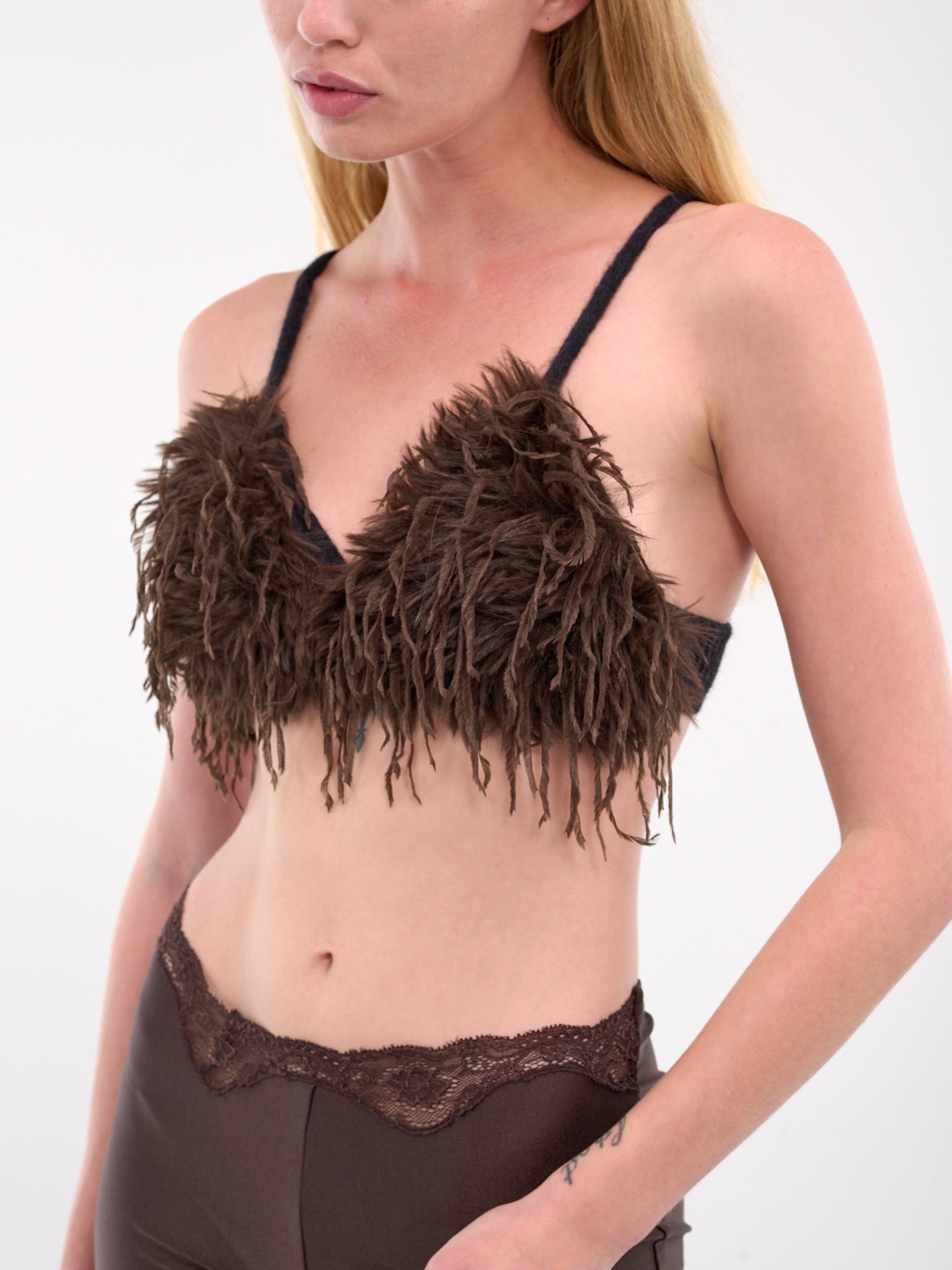 Knit Faux Feather Bra - 5