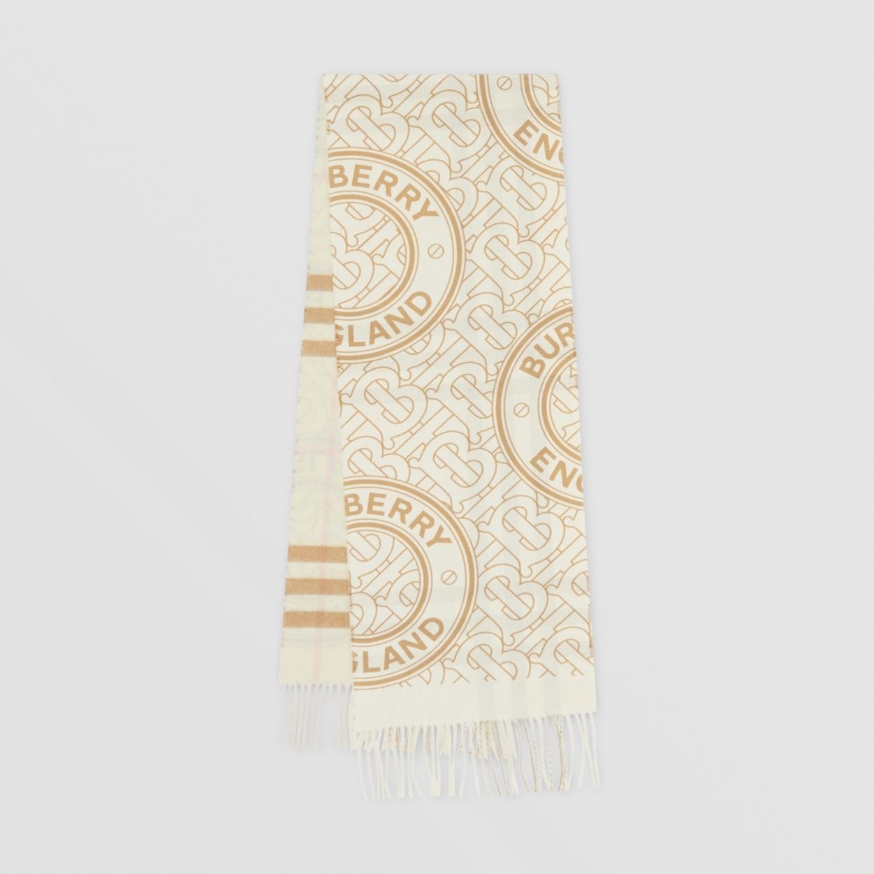 Reversible Check and Monogram Cashmere Scarf - 1