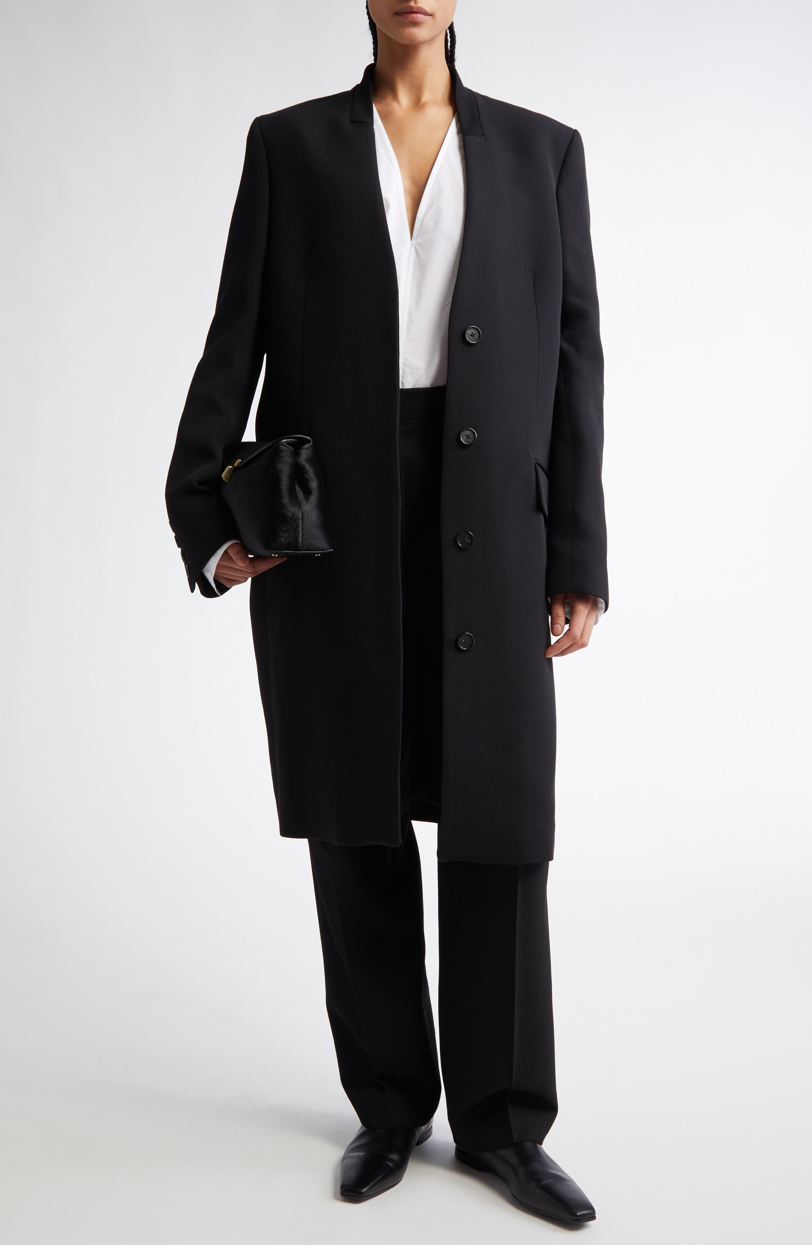TOTEME Deep Pleated Coat in Black at Nordstrom - 2