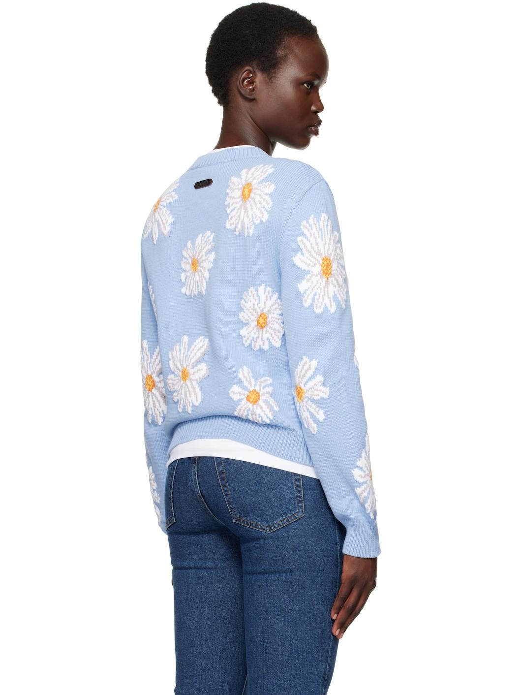 Blue All Over Daisy Print Sweater - 3