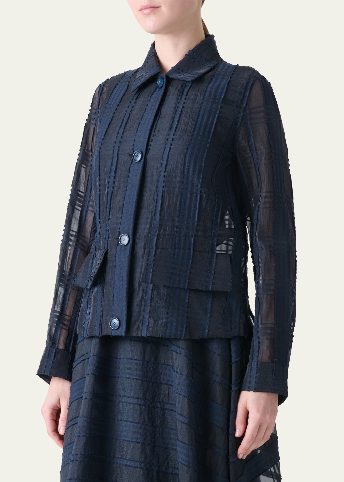 Tom Organdy Plaid Short Jacket - 4