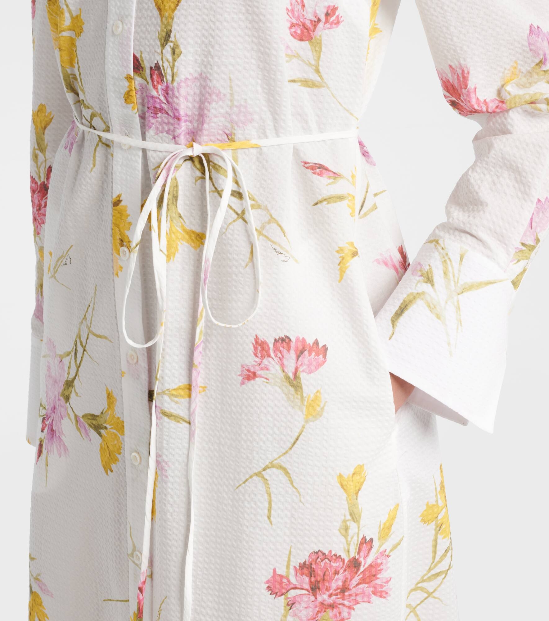 Floral cotton seersucker shirt dress - 5