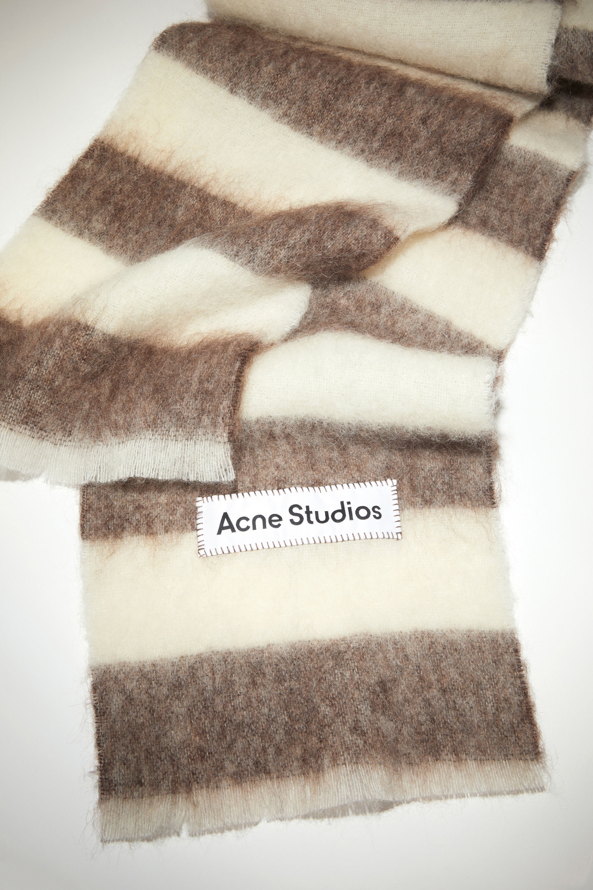 Wool-blend stripe scarf - Brown/white - 4