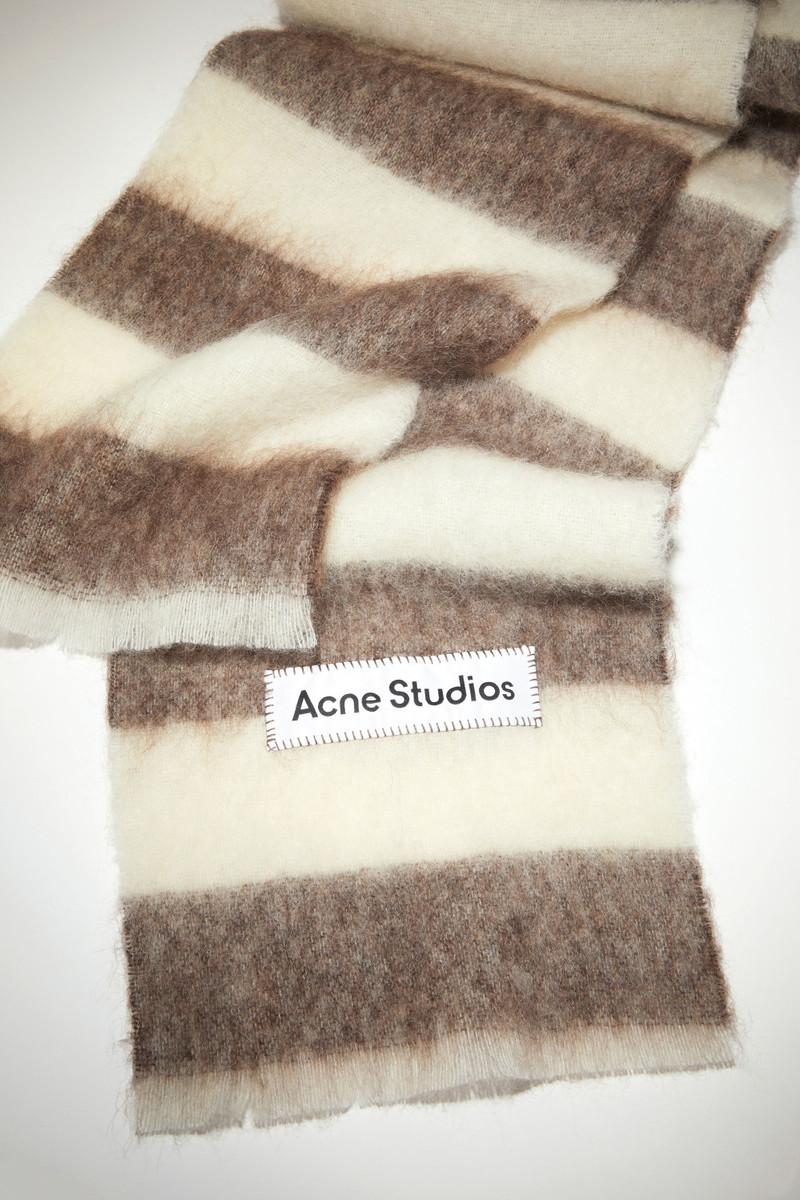 Wool-blend stripe scarf - Brown/white 4