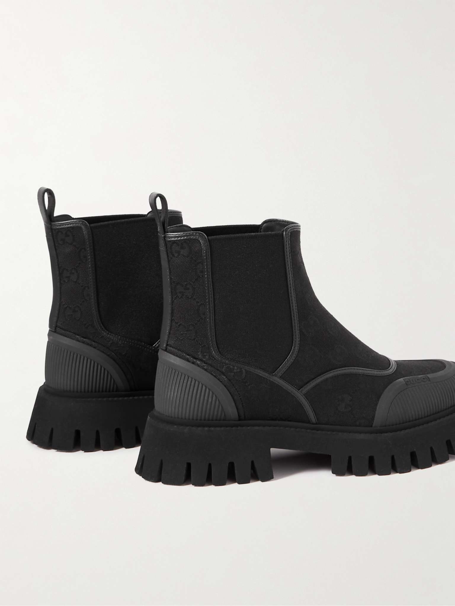 GUCCI Novo Leather-Trimmed Logo-Jacquard Canvas Chelsea Boots 