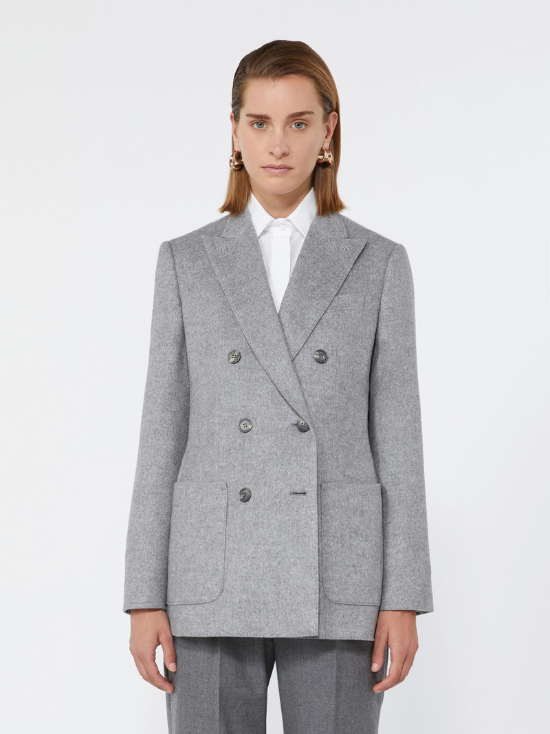 FLASH Double-breasted silk and cashmere blazer - LIGHT GREY 3