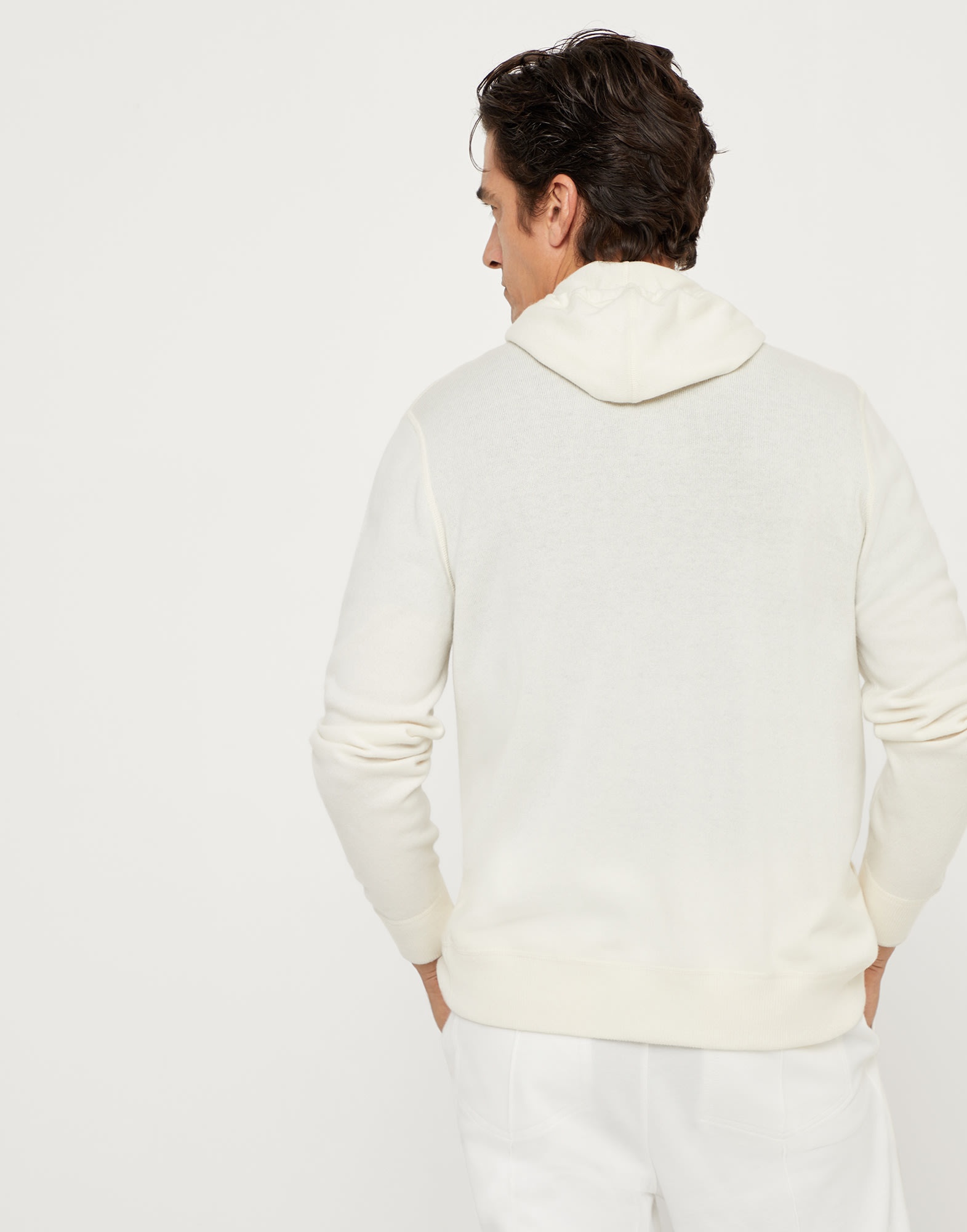 Cashmere sweatshirt-style cardigan with hood - 2