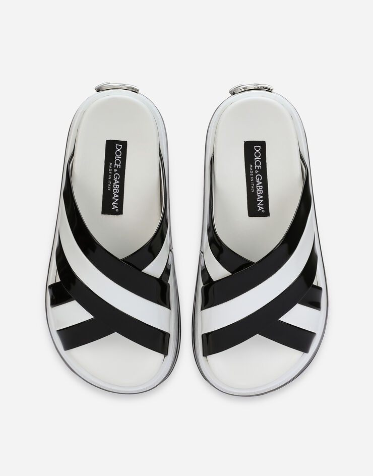 Polished calfskin flatform sliders - 4