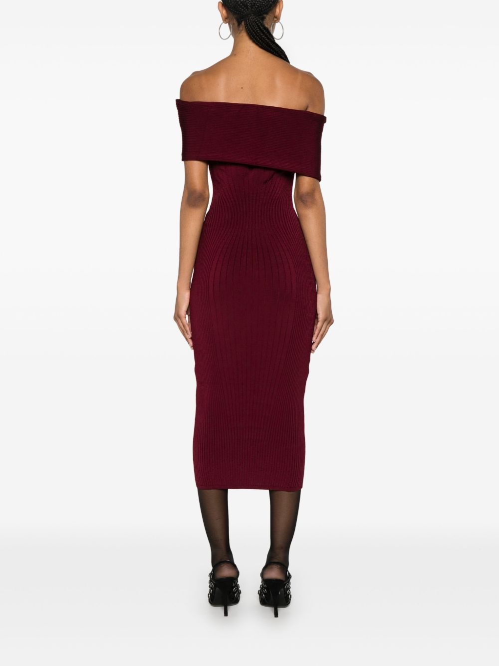 off-shoulder knit dress - 4