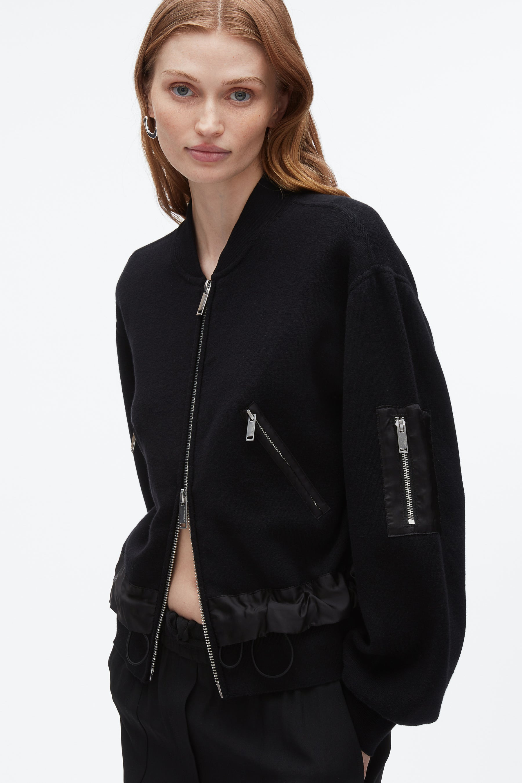 Knit Layered Bomber Jacket - 6