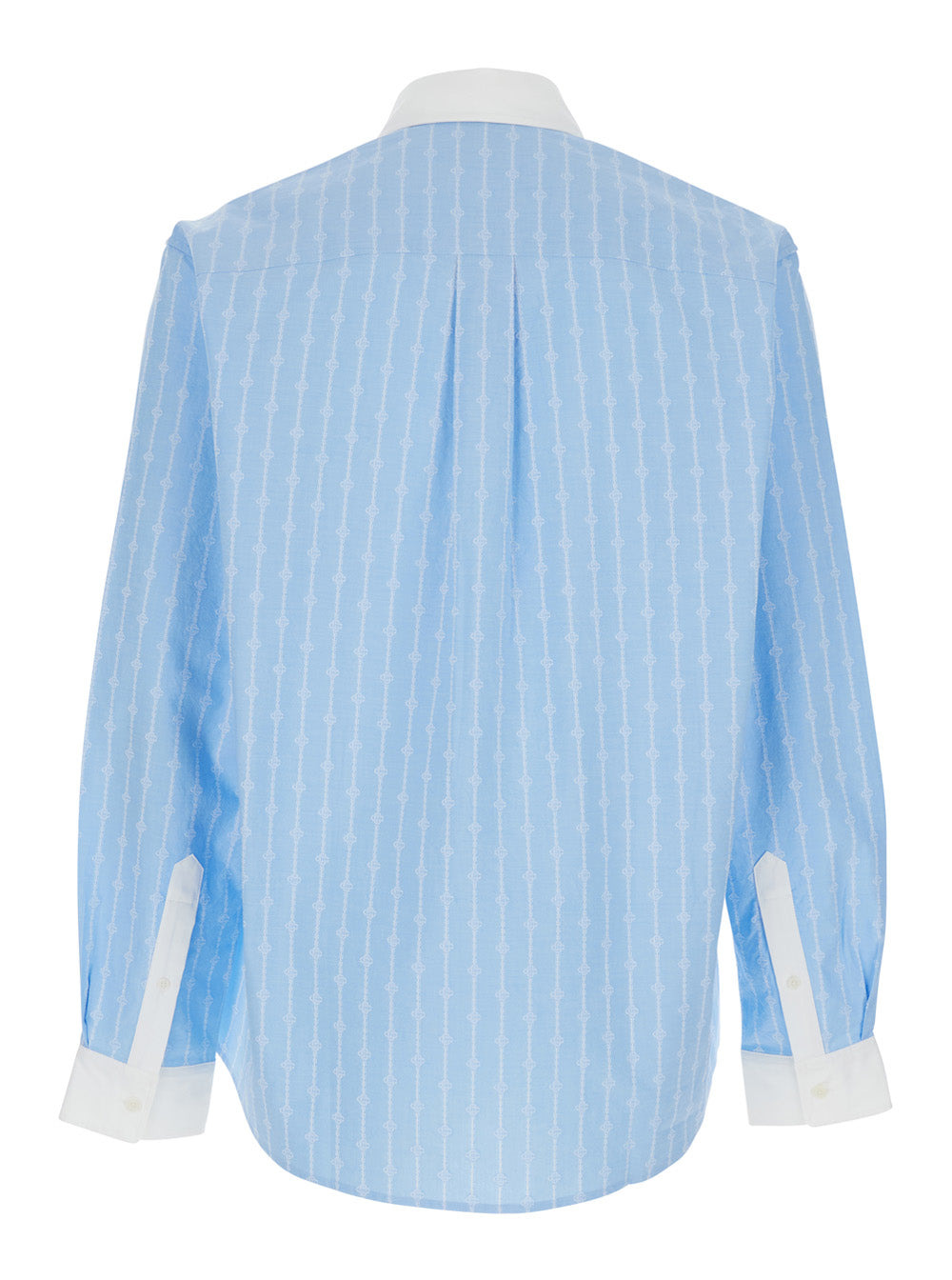 Casablanca Men 'Laurel' Light Blue Shirt With Pointed Collar And All-Over Logo Print In Cotton Man - 2