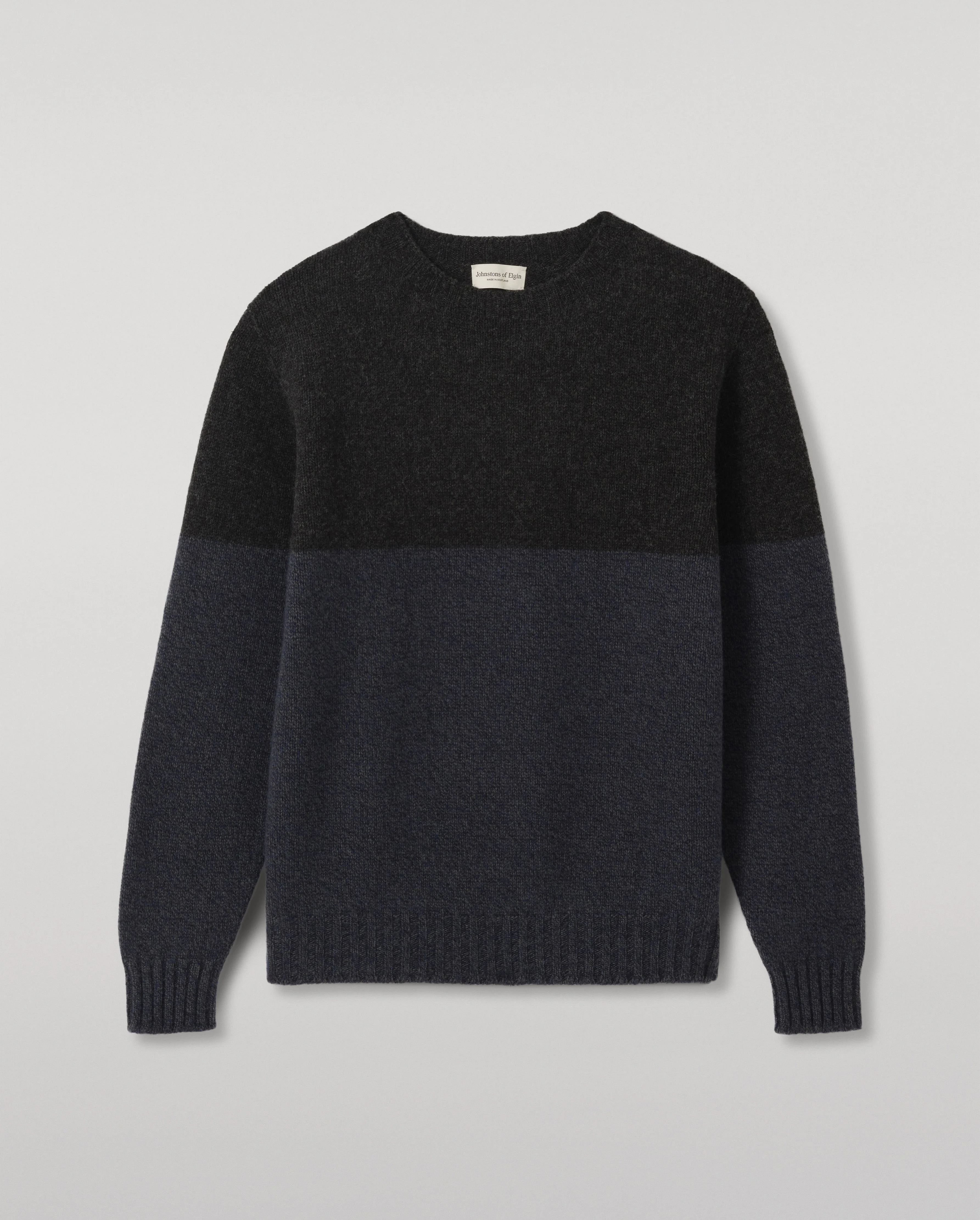 Ogilvie Colour Block Blue Lambswool Jumper - 1
