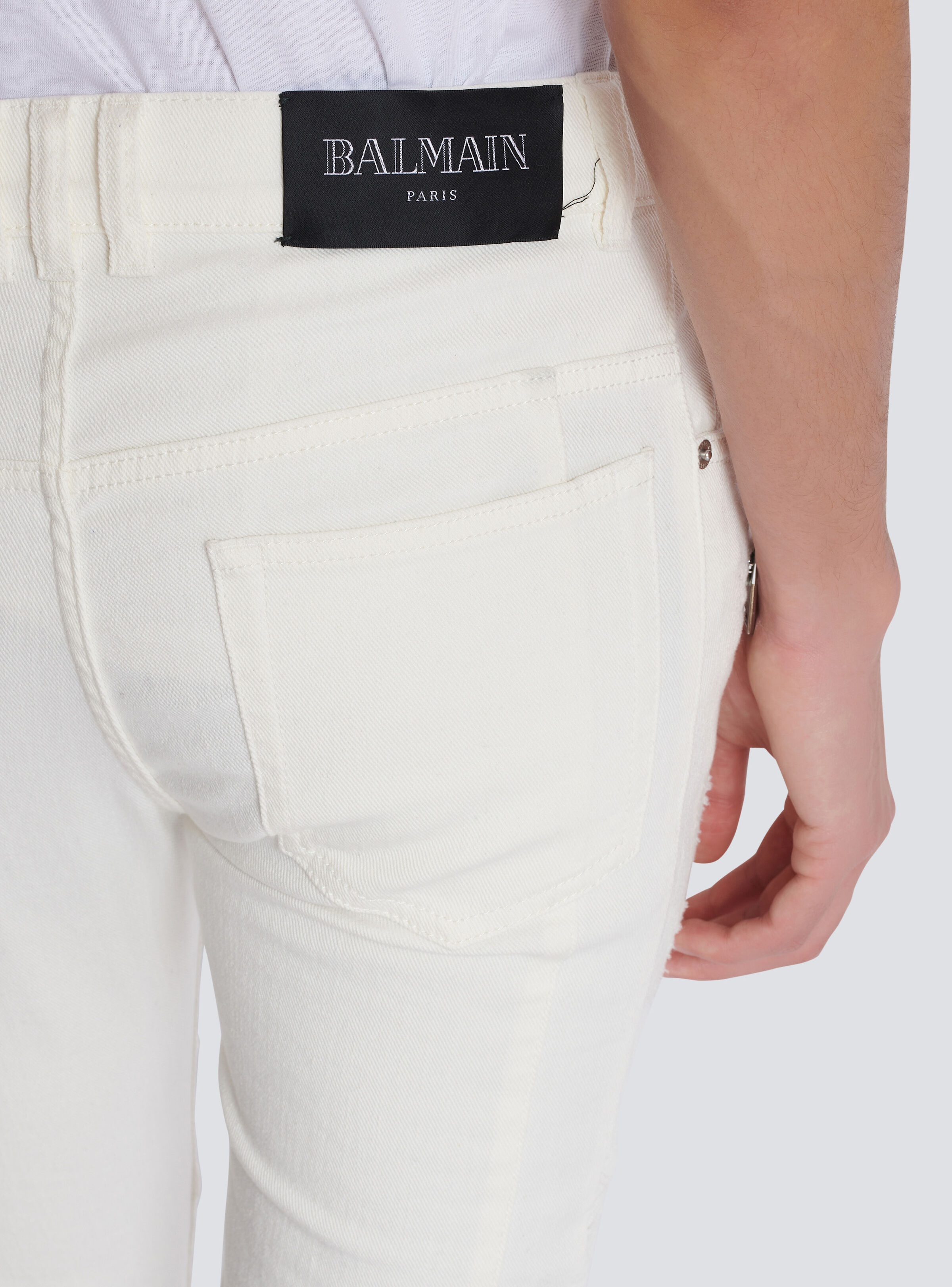 Biker jeans in white denim - 6