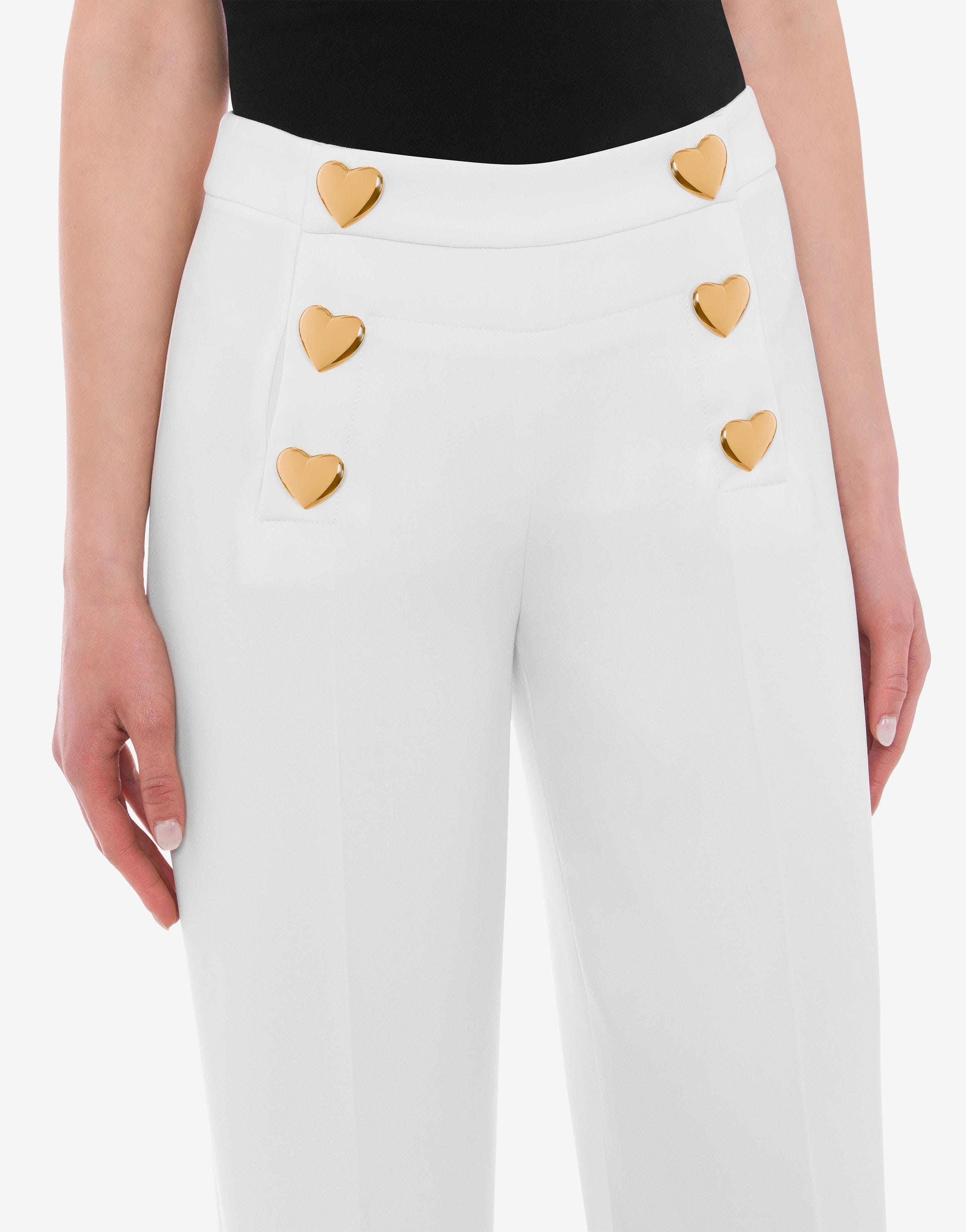 HEART BUTTONS CRÊPE TROUSERS - 4