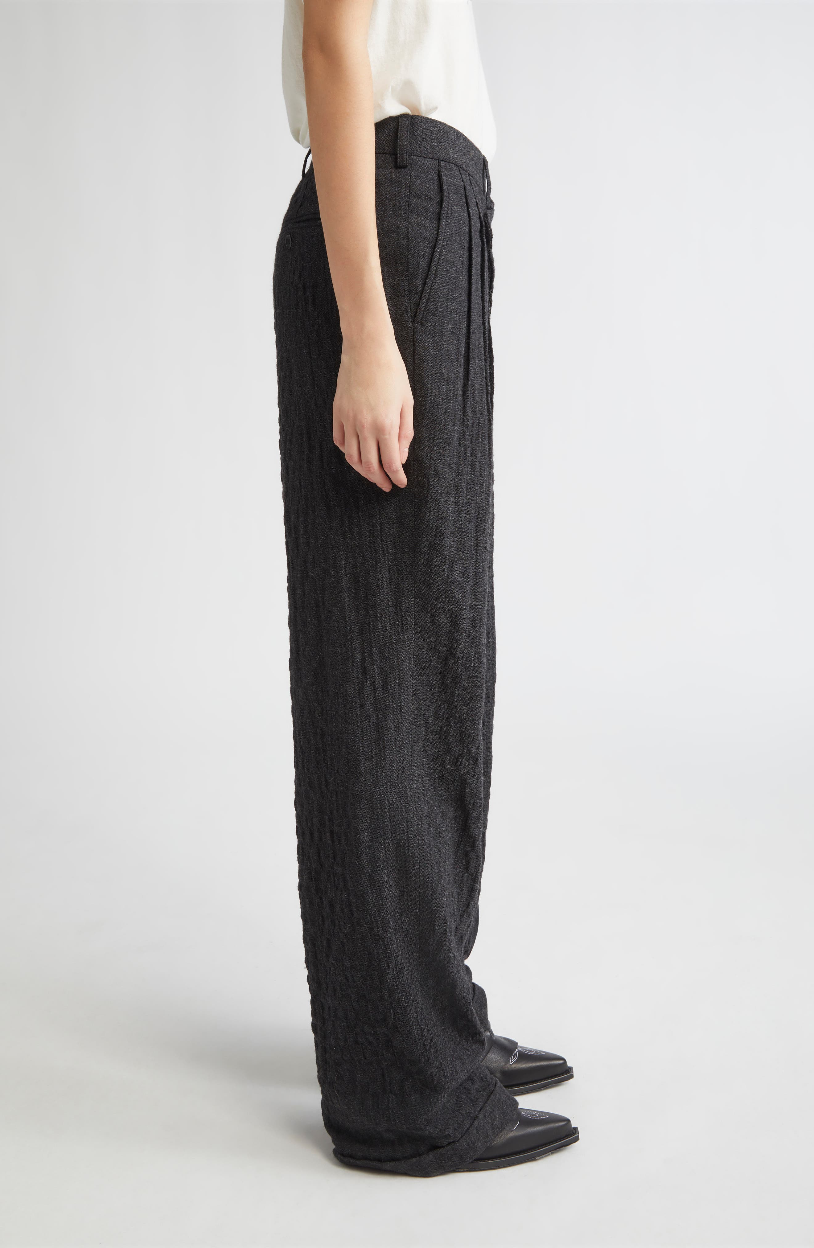 R13 Triple Pleat Crossover Trousers in Charcoal at Nordstrom - 4