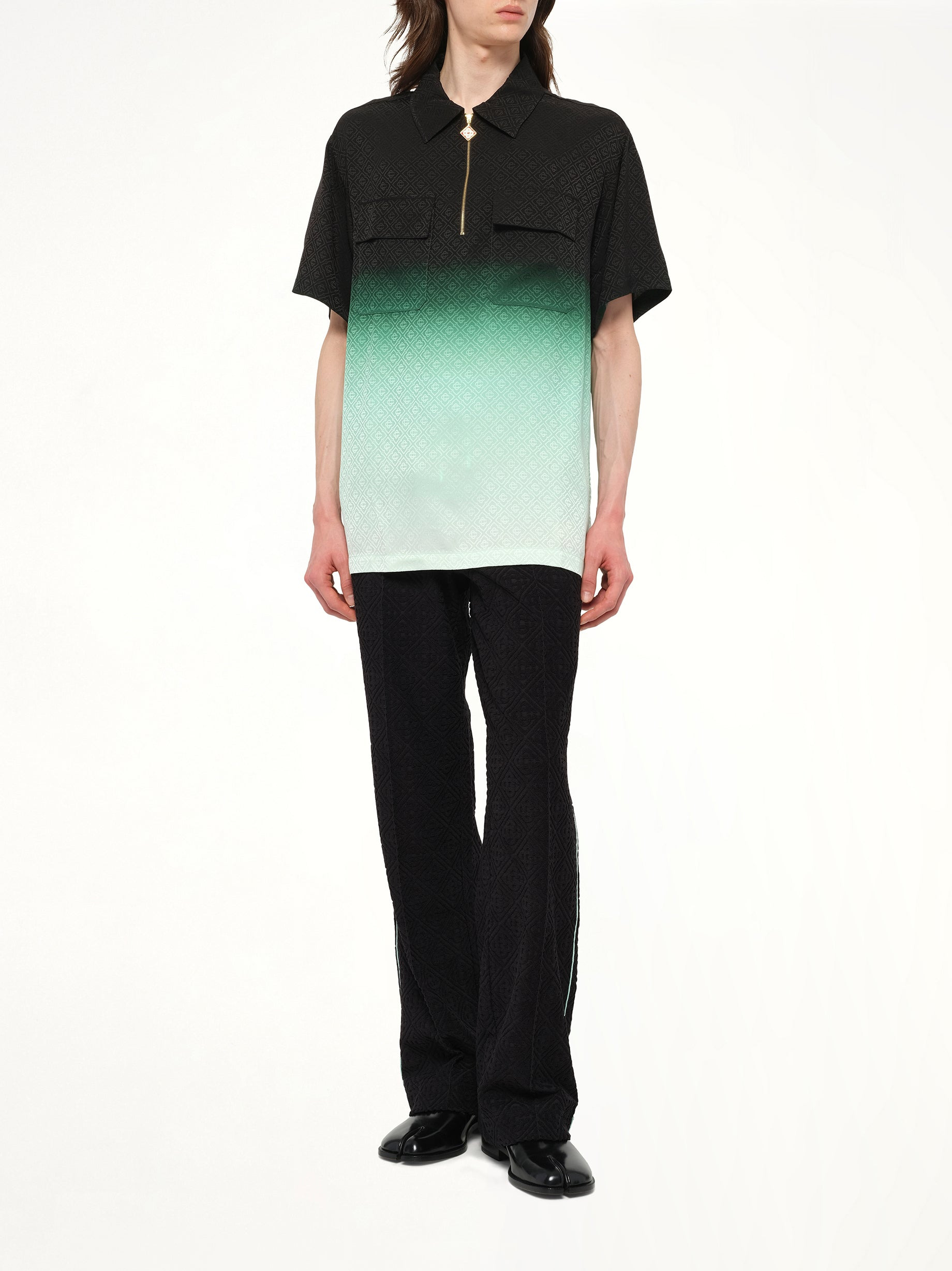 Gradient Monogram Shirt in Green - 4